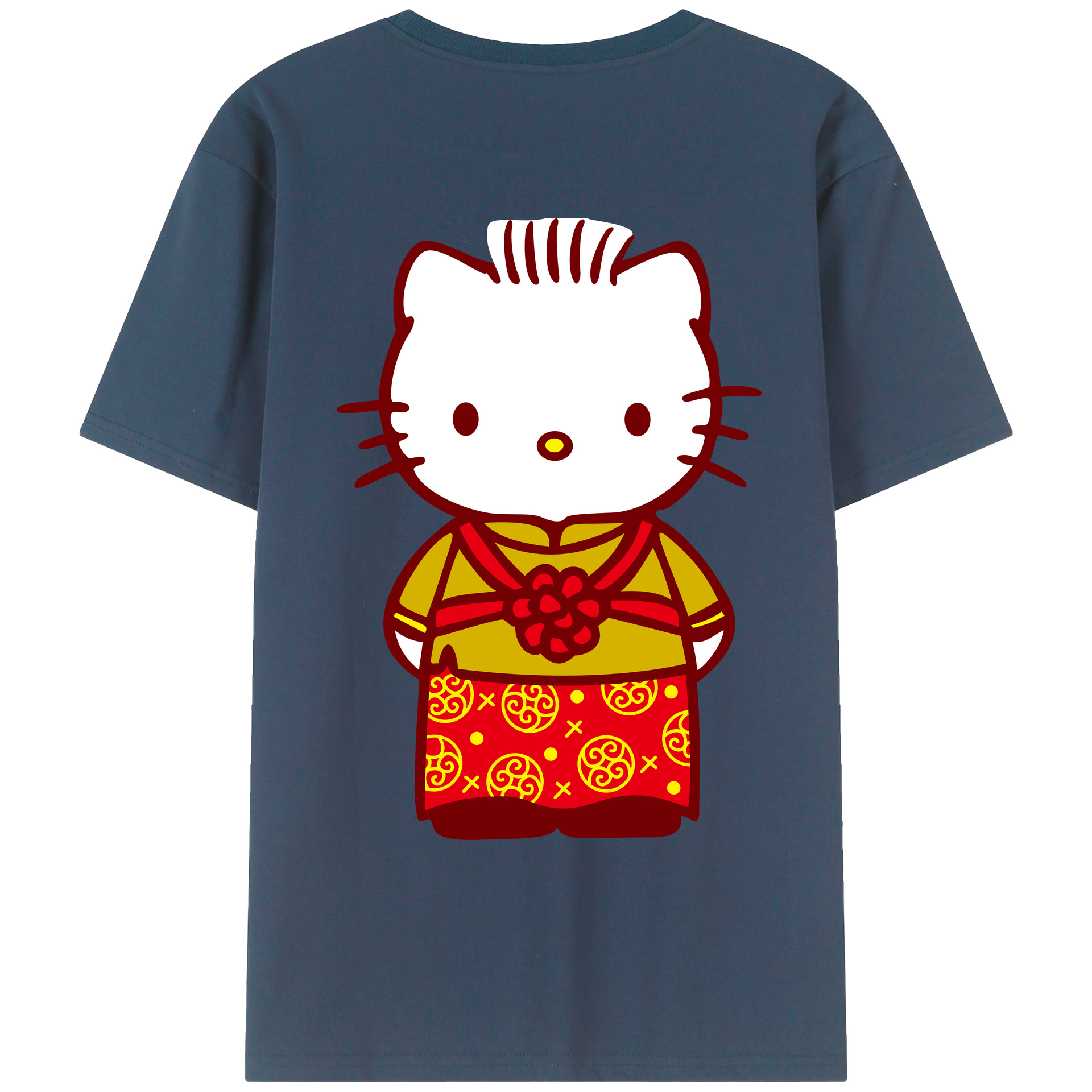 （画像用） Hello Kitty ハローキティ 綿100％ メンズ半袖Tシャツ（バックプリント） 通気性