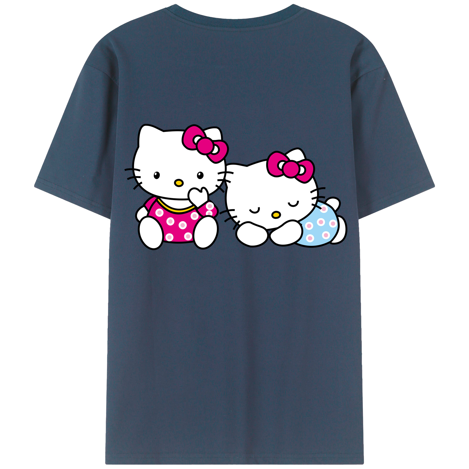 （画像用） Hello Kitty ハローキティ 綿100％ メンズ半袖Tシャツ（バックプリント） 通気性