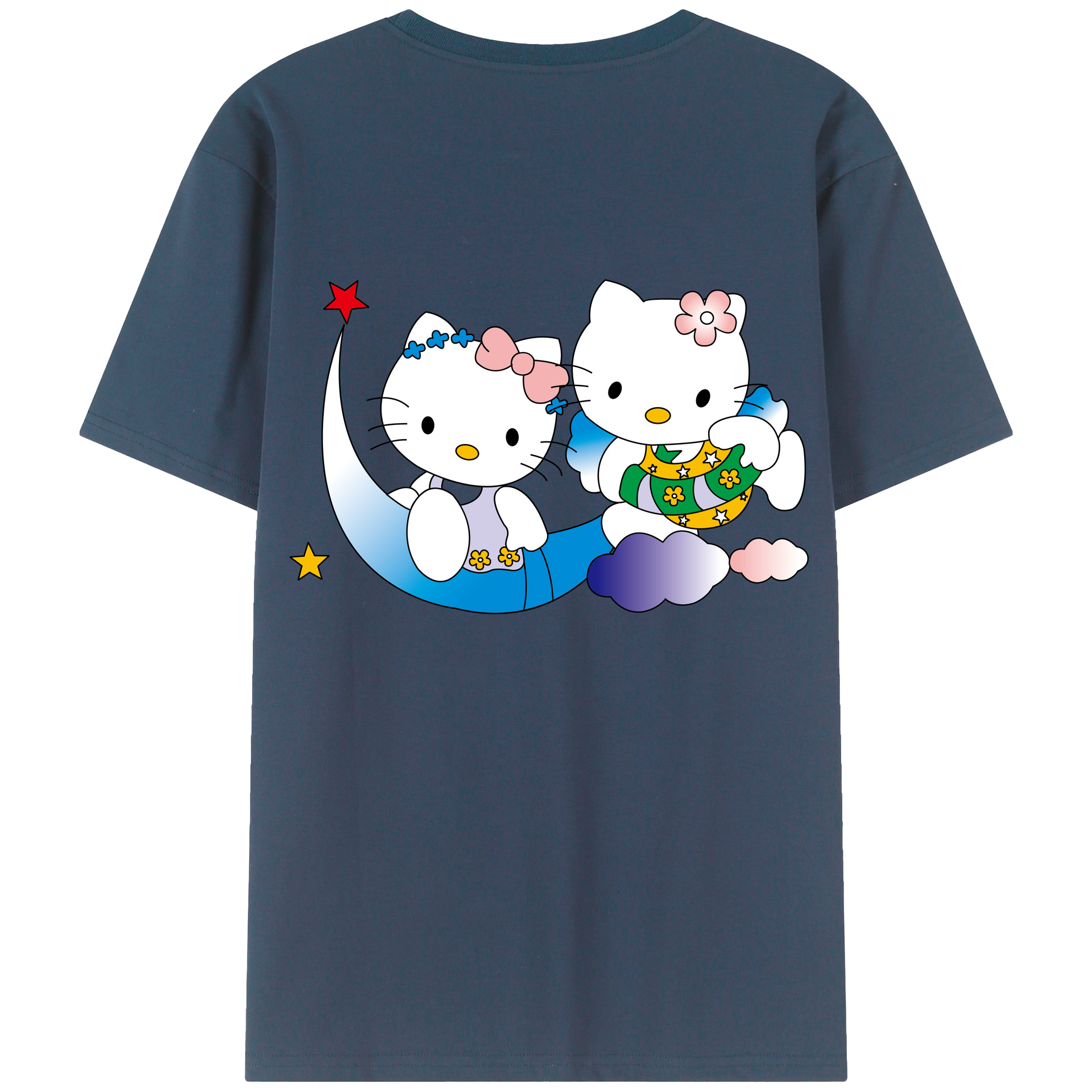 （画像用） Hello Kitty ハローキティ 綿100％ メンズ半袖Tシャツ（バックプリント） 通気性