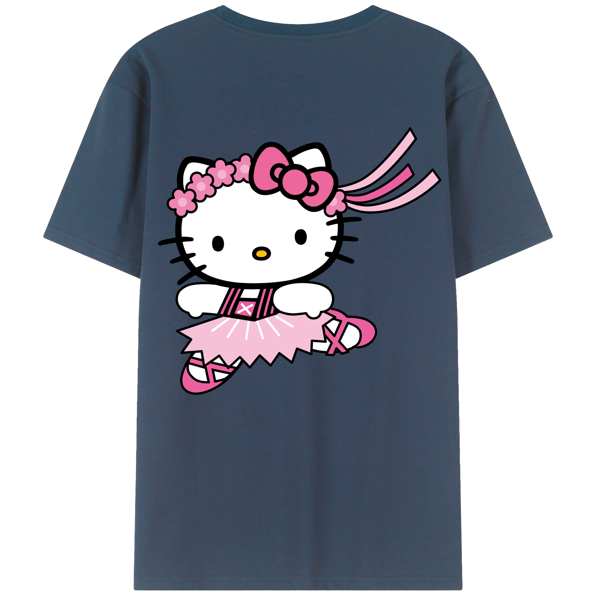 （画像用） Hello Kitty ハローキティ 綿100％ メンズ半袖Tシャツ（バックプリント） 通気性
