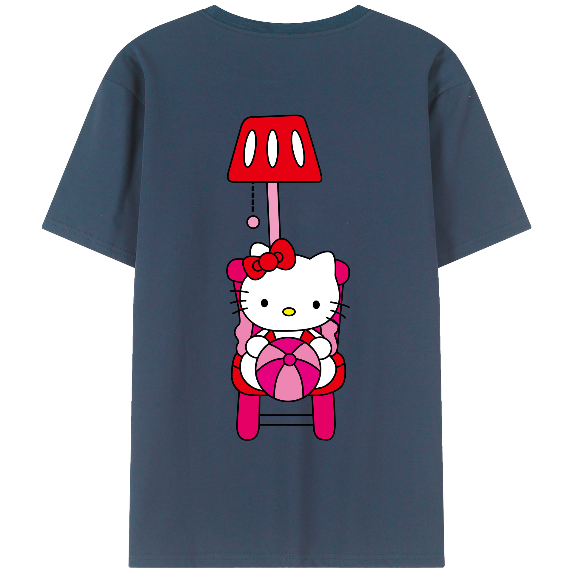 （画像用） Hello Kitty ハローキティ 綿100％ メンズ半袖Tシャツ（バックプリント） 通気性