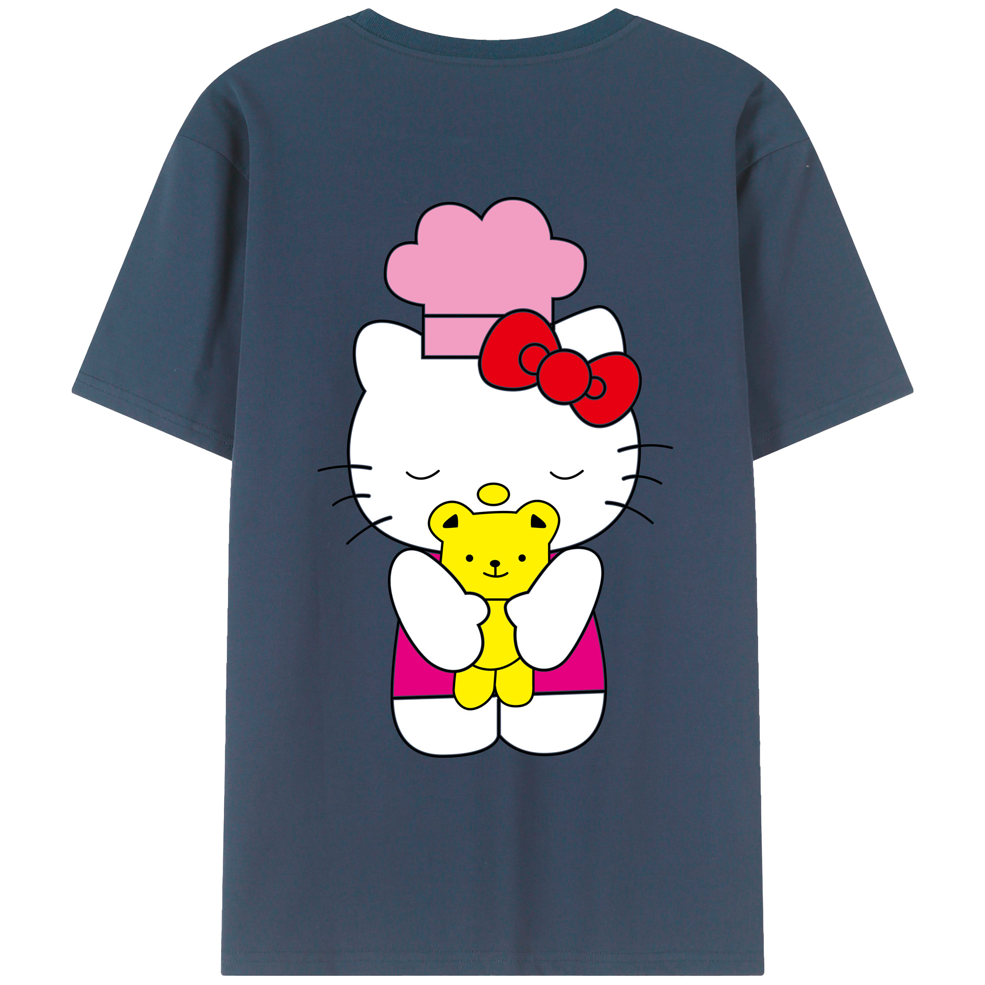 （画像用） Hello Kitty ハローキティ 綿100％ メンズ半袖Tシャツ（バックプリント） 通気性