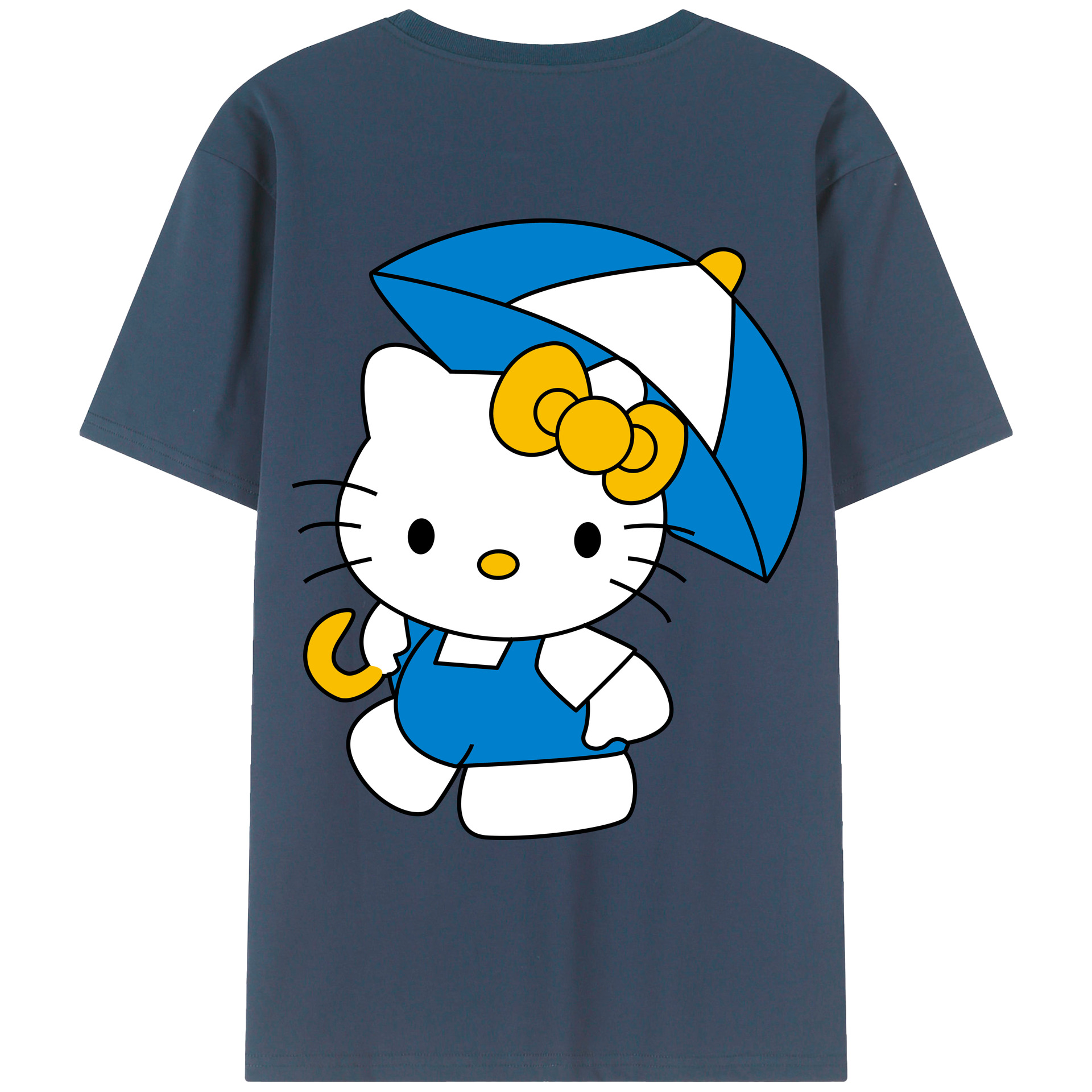 （画像用） Hello Kitty ハローキティ 綿100％ メンズ半袖Tシャツ（バックプリント） 通気性