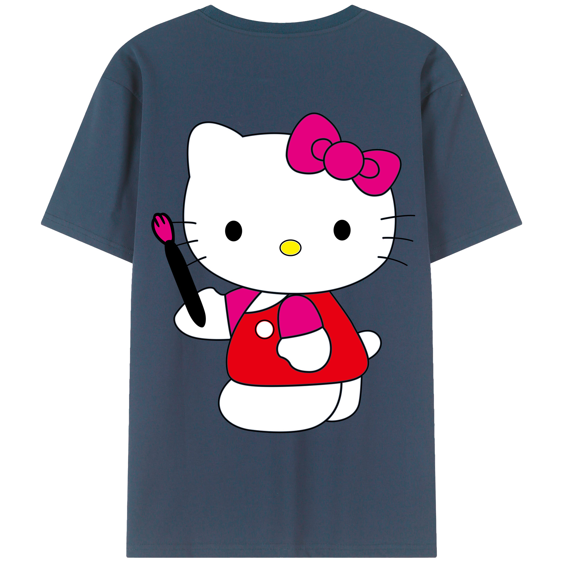 （画像用） Hello Kitty ハローキティ 綿100％ メンズ半袖Tシャツ（バックプリント） 通気性