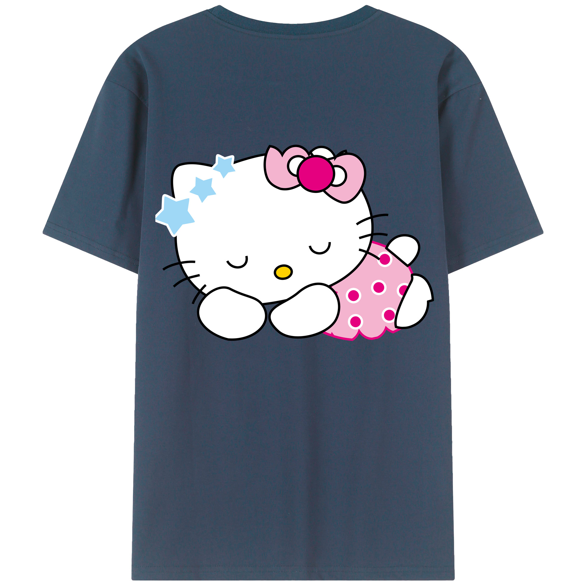 （画像用） Hello Kitty ハローキティ 綿100％ メンズ半袖Tシャツ（バックプリント） 通気性