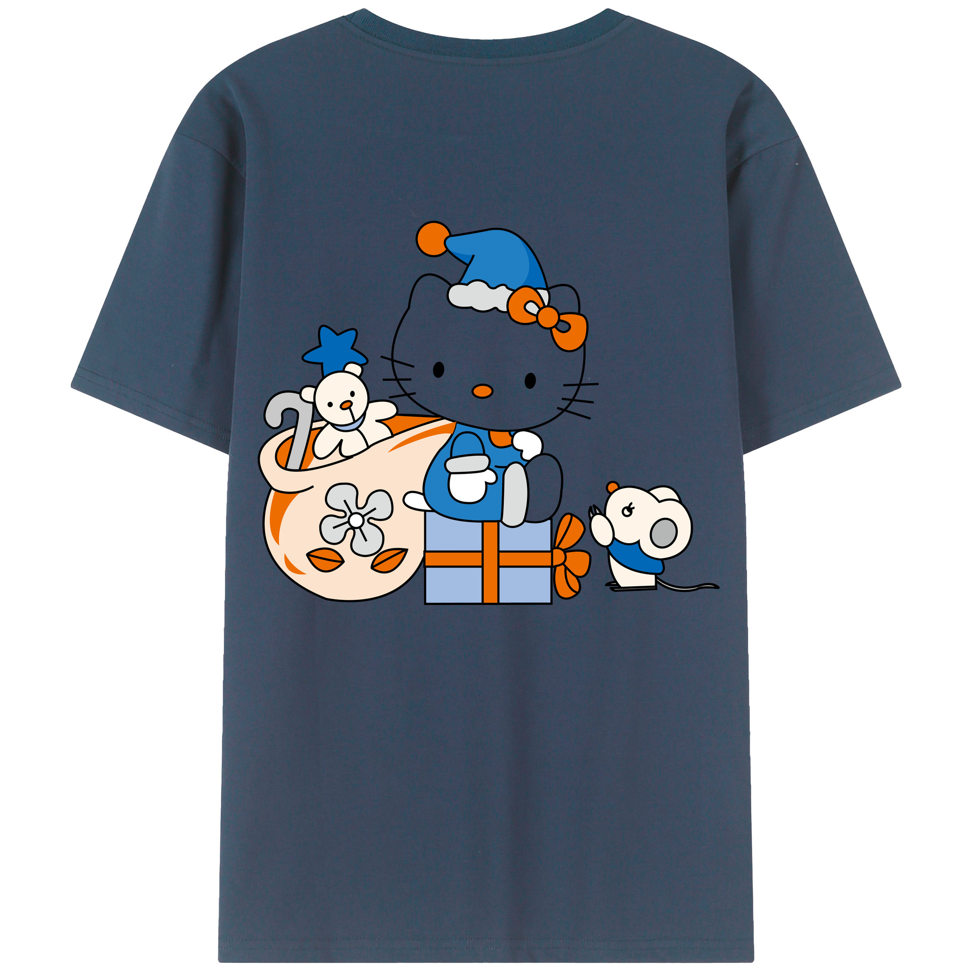 （画像用） Hello Kitty ハローキティ 綿100％ メンズ半袖Tシャツ（バックプリント） 通気性