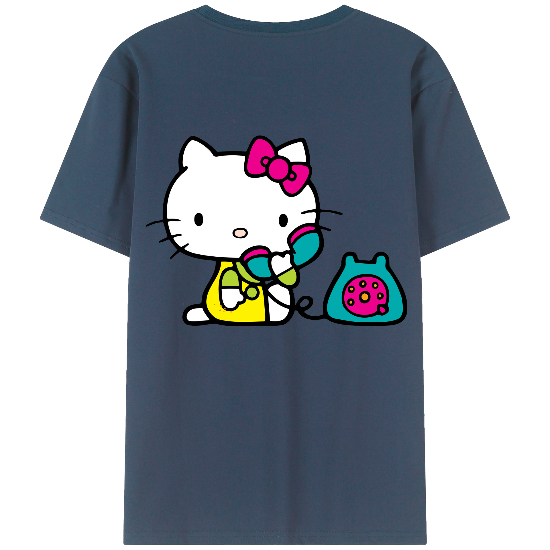 （画像用） Hello Kitty ハローキティ 綿100％ メンズ半袖Tシャツ（バックプリント） 通気性