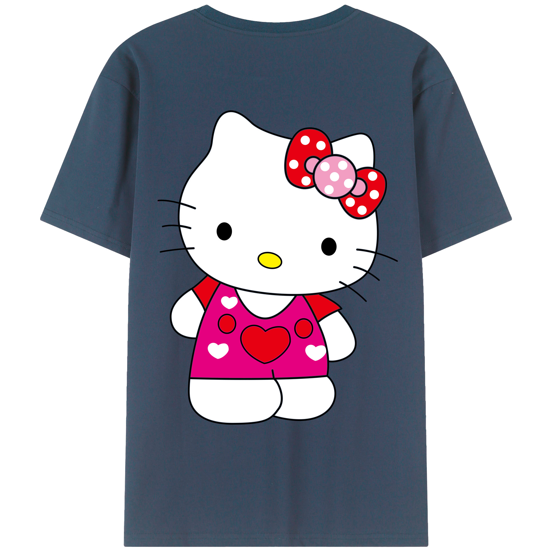 （画像用） Hello Kitty ハローキティ 綿100％ メンズ半袖Tシャツ（バックプリント） 通気性