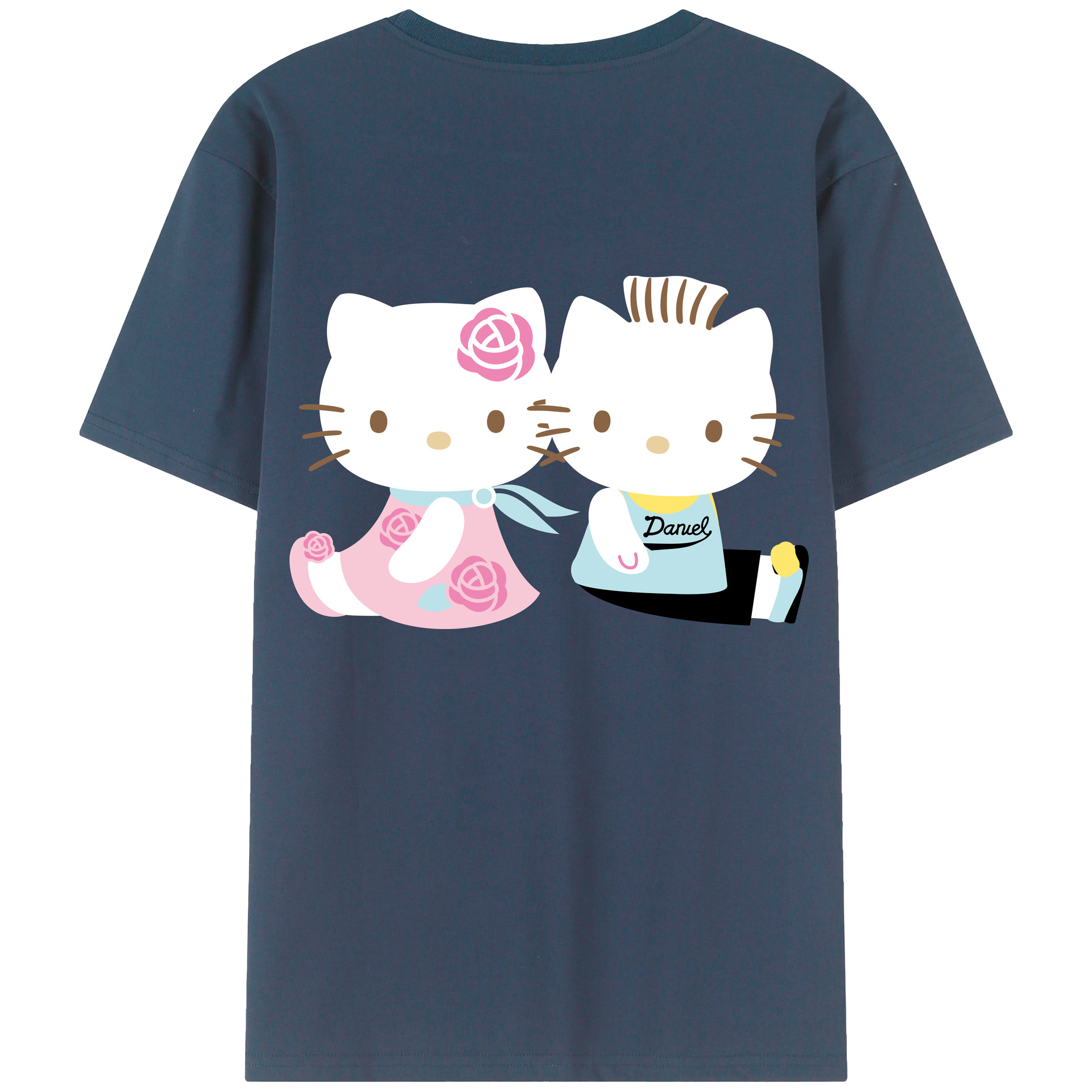 （画像用） Hello Kitty ハローキティ 綿100％ メンズ半袖Tシャツ（バックプリント） 通気性