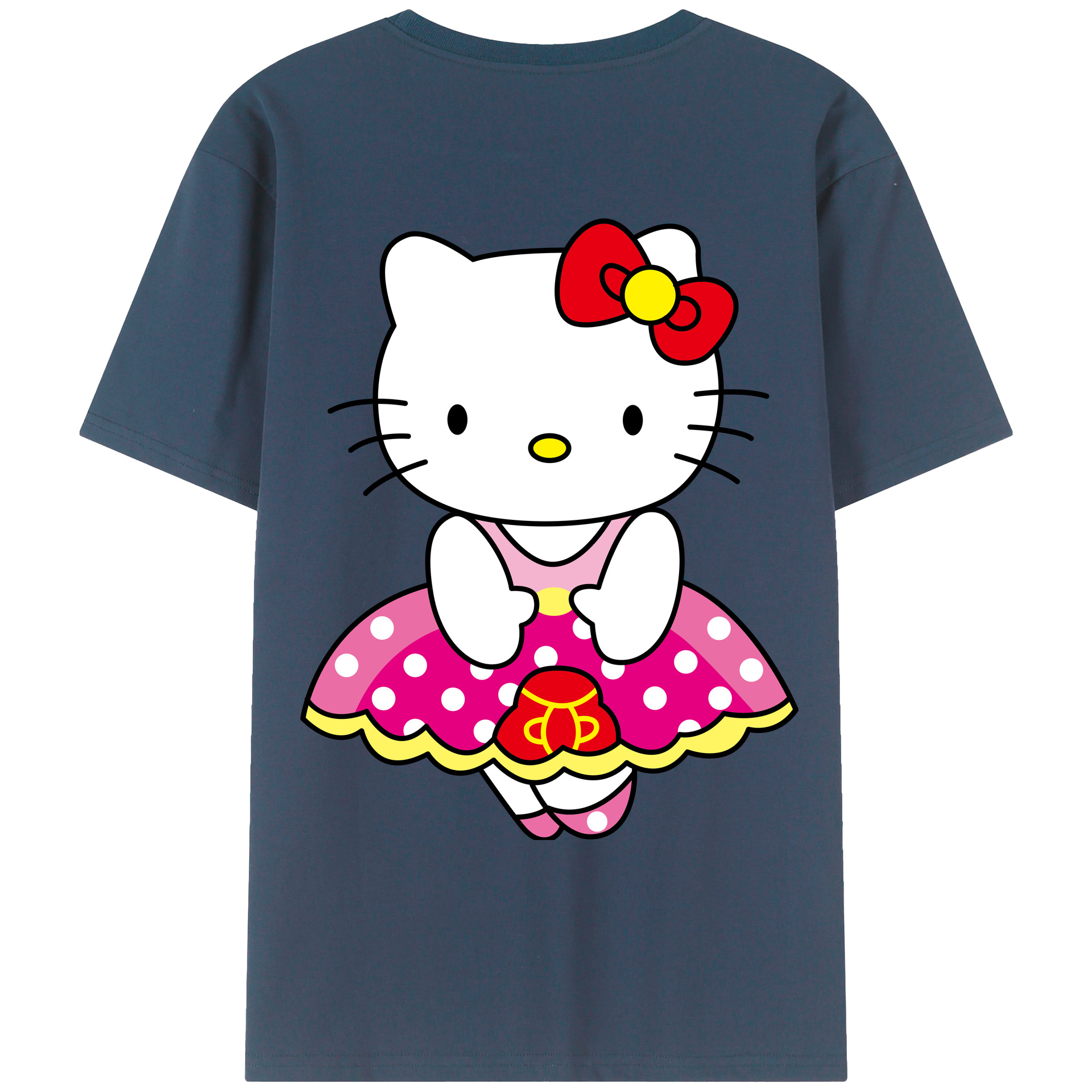 （画像用） Hello Kitty ハローキティ 綿100％ メンズ半袖Tシャツ（バックプリント） 通気性