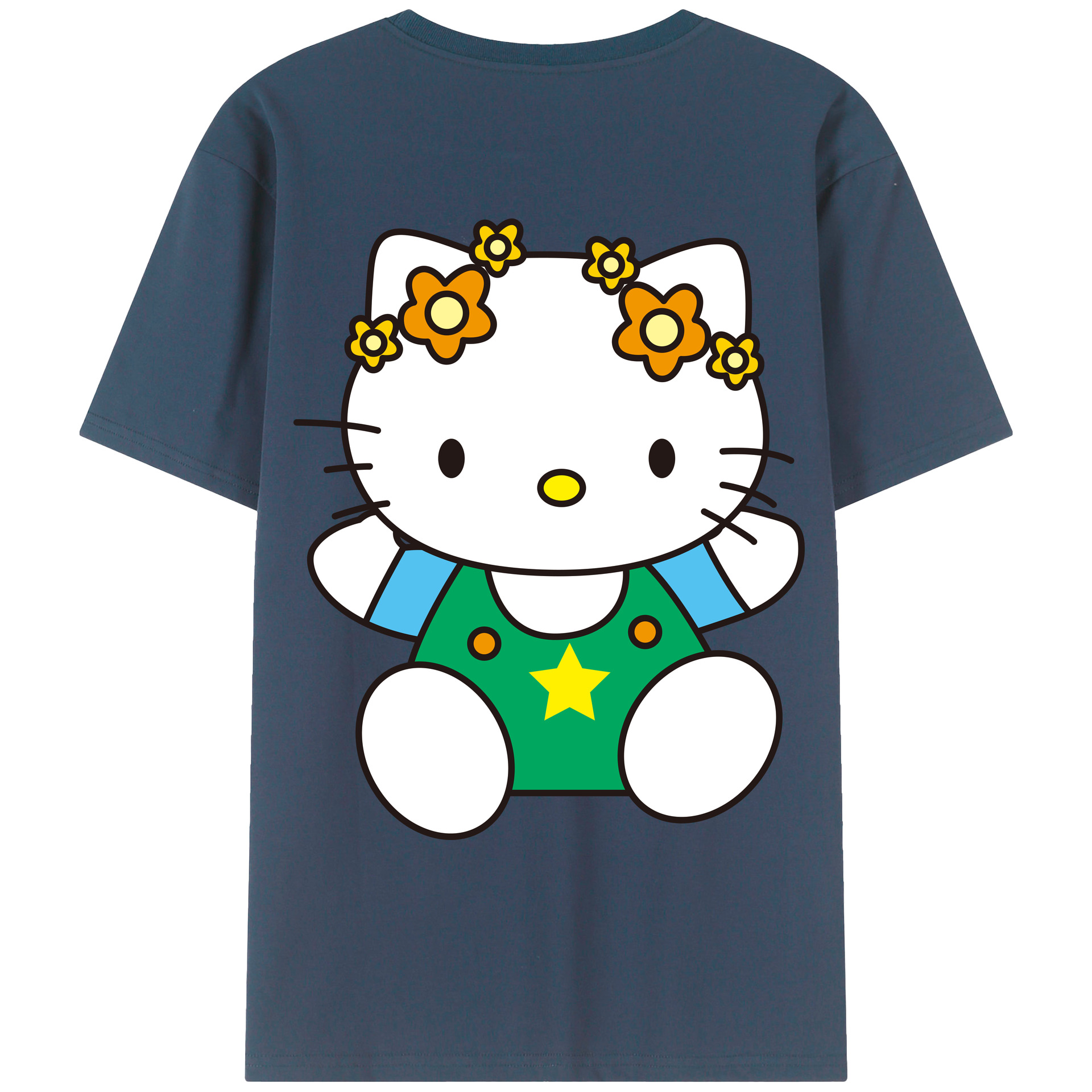 （画像用） Hello Kitty ハローキティ 綿100％ メンズ半袖Tシャツ（バックプリント） 通気性