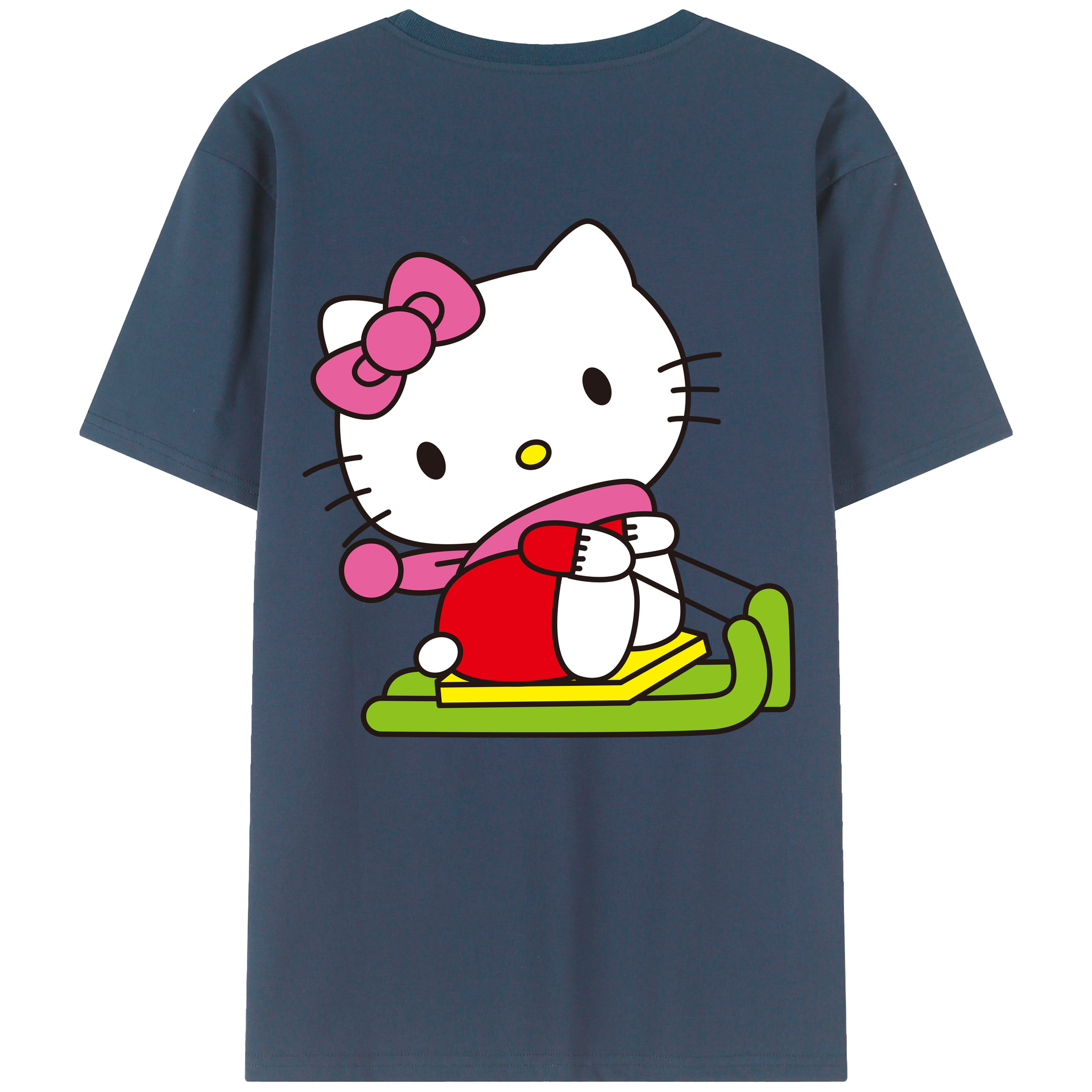 （画像用） Hello Kitty ハローキティ 綿100％ メンズ半袖Tシャツ（バックプリント） 通気性