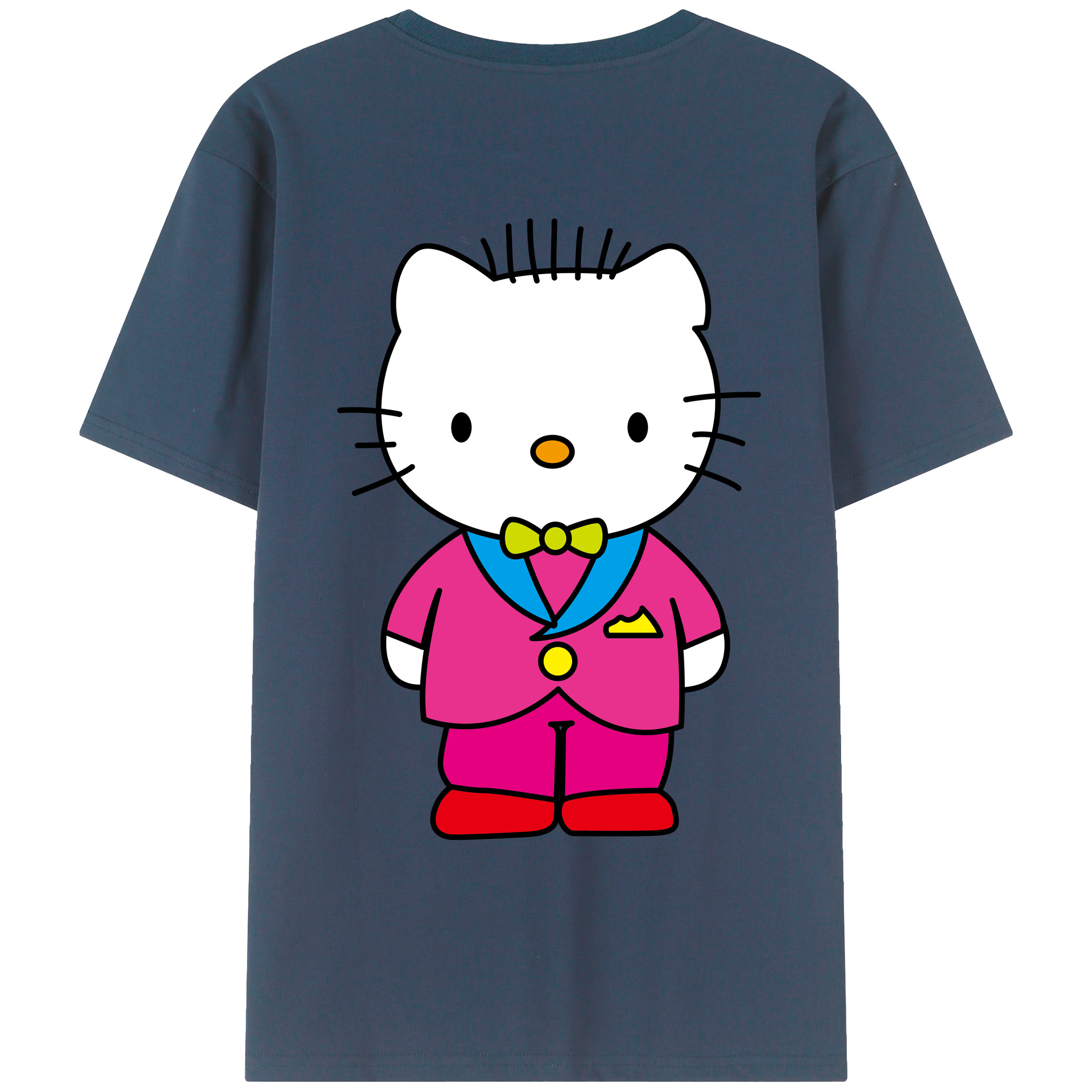 （画像用） Hello Kitty ハローキティ 綿100％ メンズ半袖Tシャツ（バックプリント） 通気性