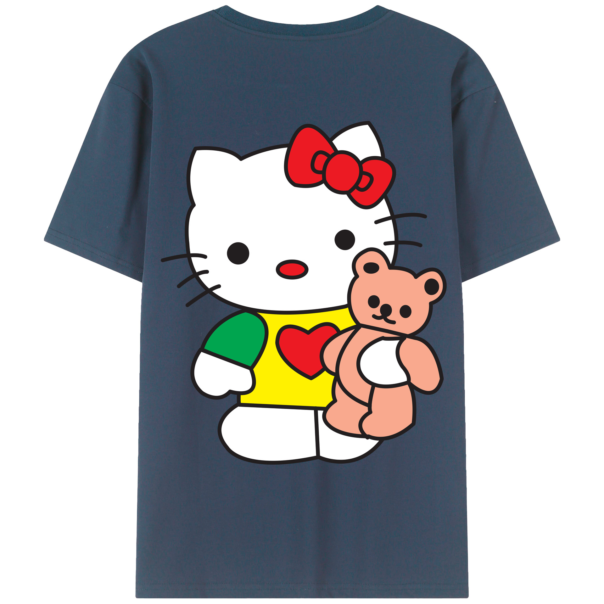 （画像用） Hello Kitty ハローキティ 綿100％ メンズ半袖Tシャツ（バックプリント） 通気性