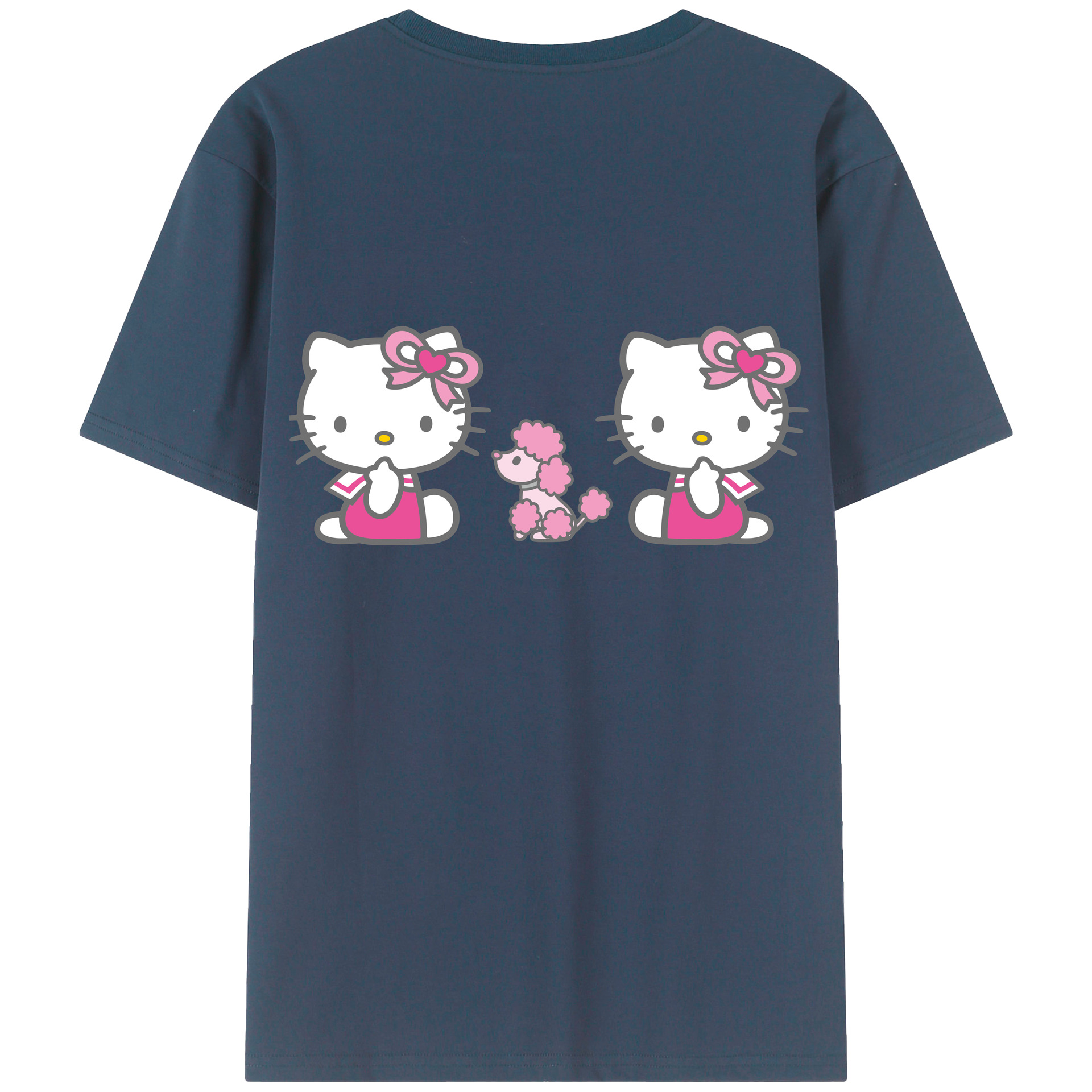 （画像用） Hello Kitty ハローキティ 綿100％ メンズ半袖Tシャツ（バックプリント） 通気性