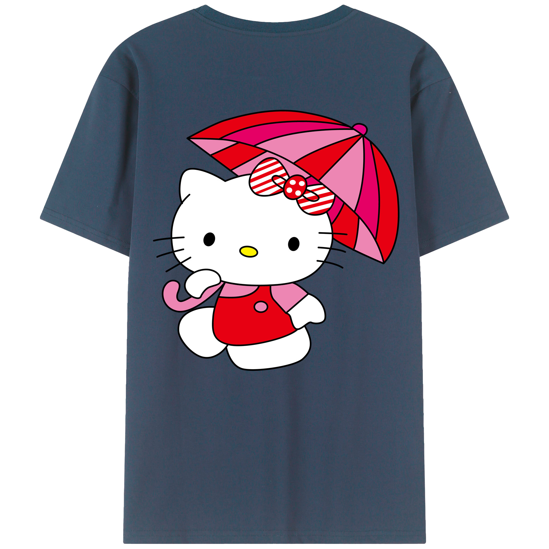 （画像用） Hello Kitty ハローキティ 綿100％ メンズ半袖Tシャツ（バックプリント） 通気性