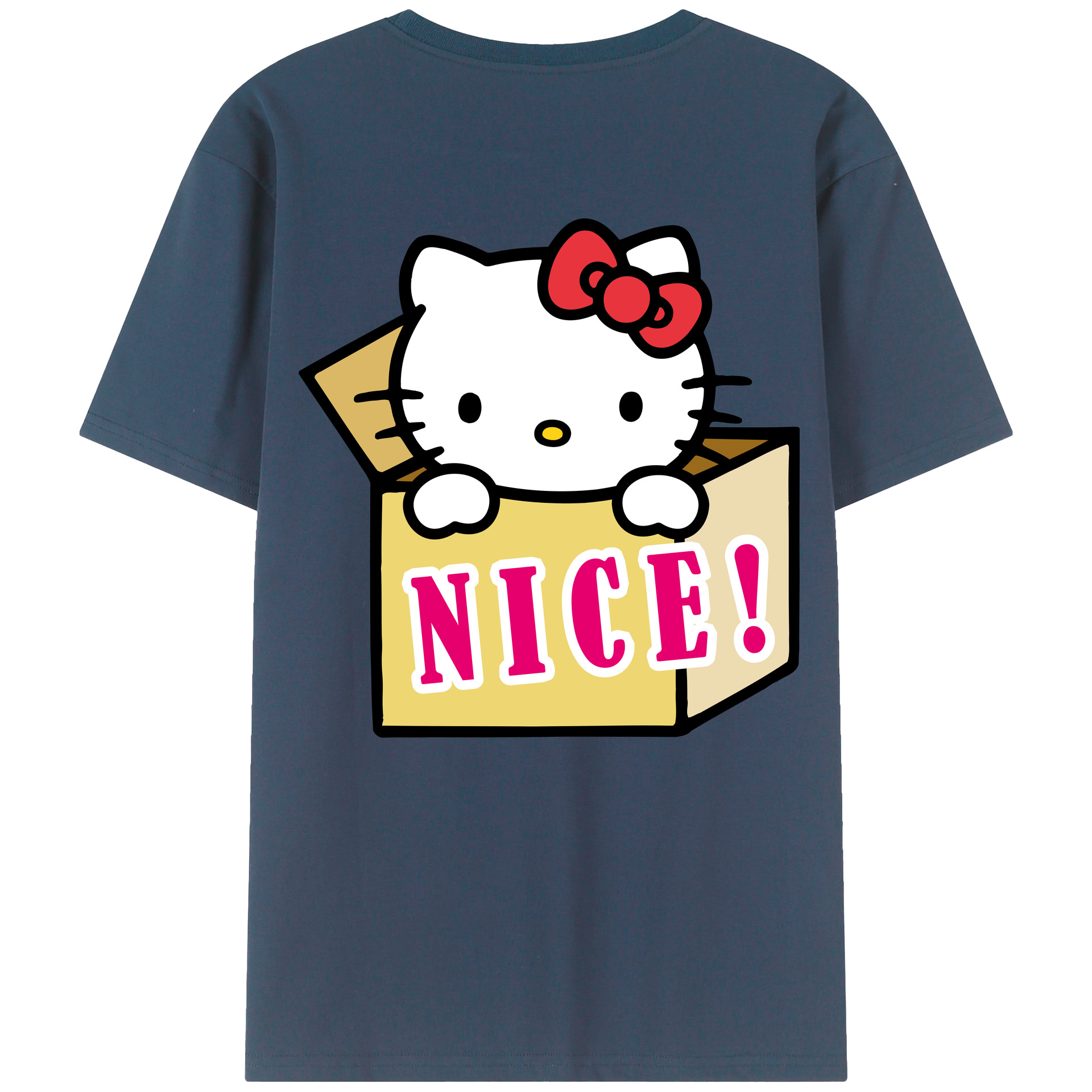 （画像用） Hello Kitty ハローキティ 綿100％ メンズ半袖Tシャツ（バックプリント） 通気性