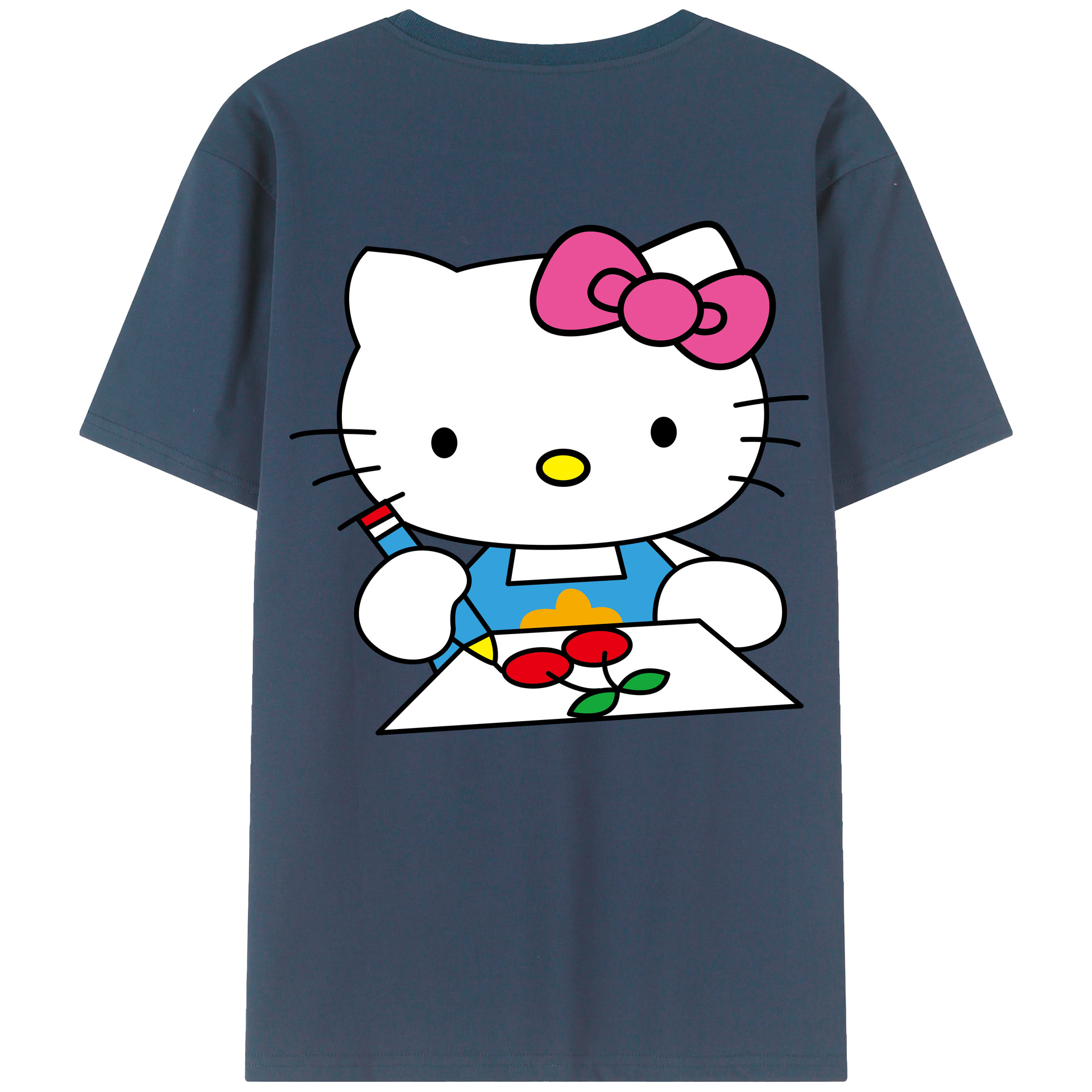 （画像用） Hello Kitty ハローキティ 綿100％ メンズ半袖Tシャツ（バックプリント） 通気性