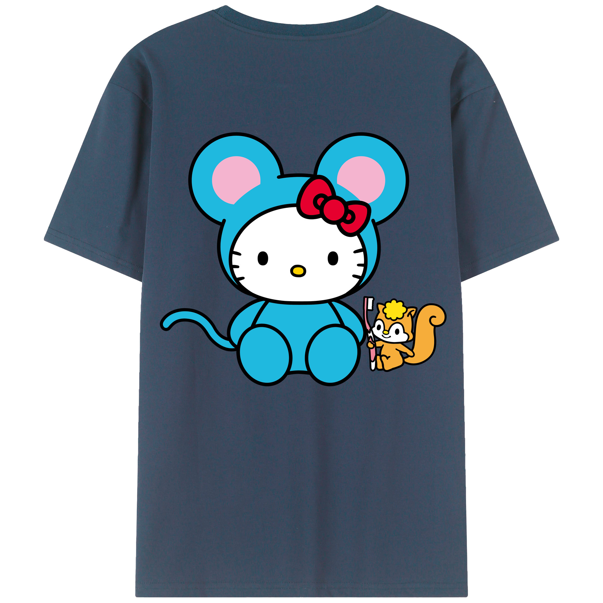 （画像用） Hello Kitty ハローキティ 綿100％ メンズ半袖Tシャツ（バックプリント） 通気性