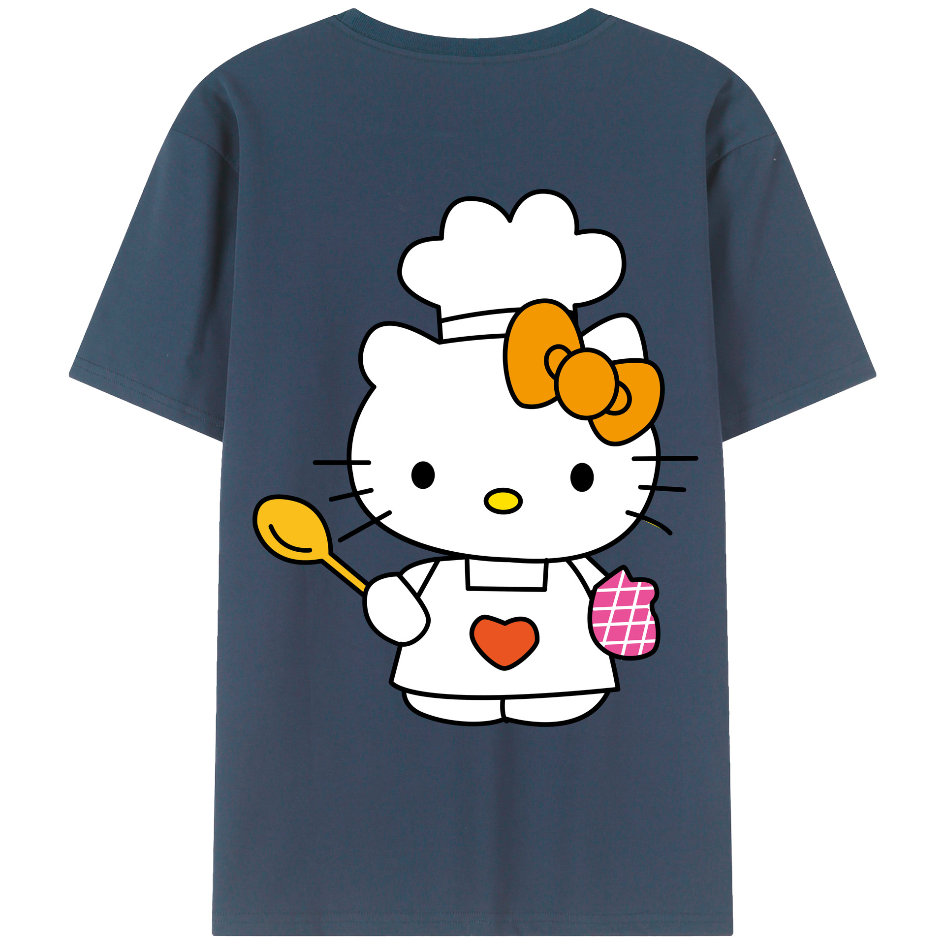 （画像用） Hello Kitty ハローキティ 綿100％ メンズ半袖Tシャツ（バックプリント） 通気性