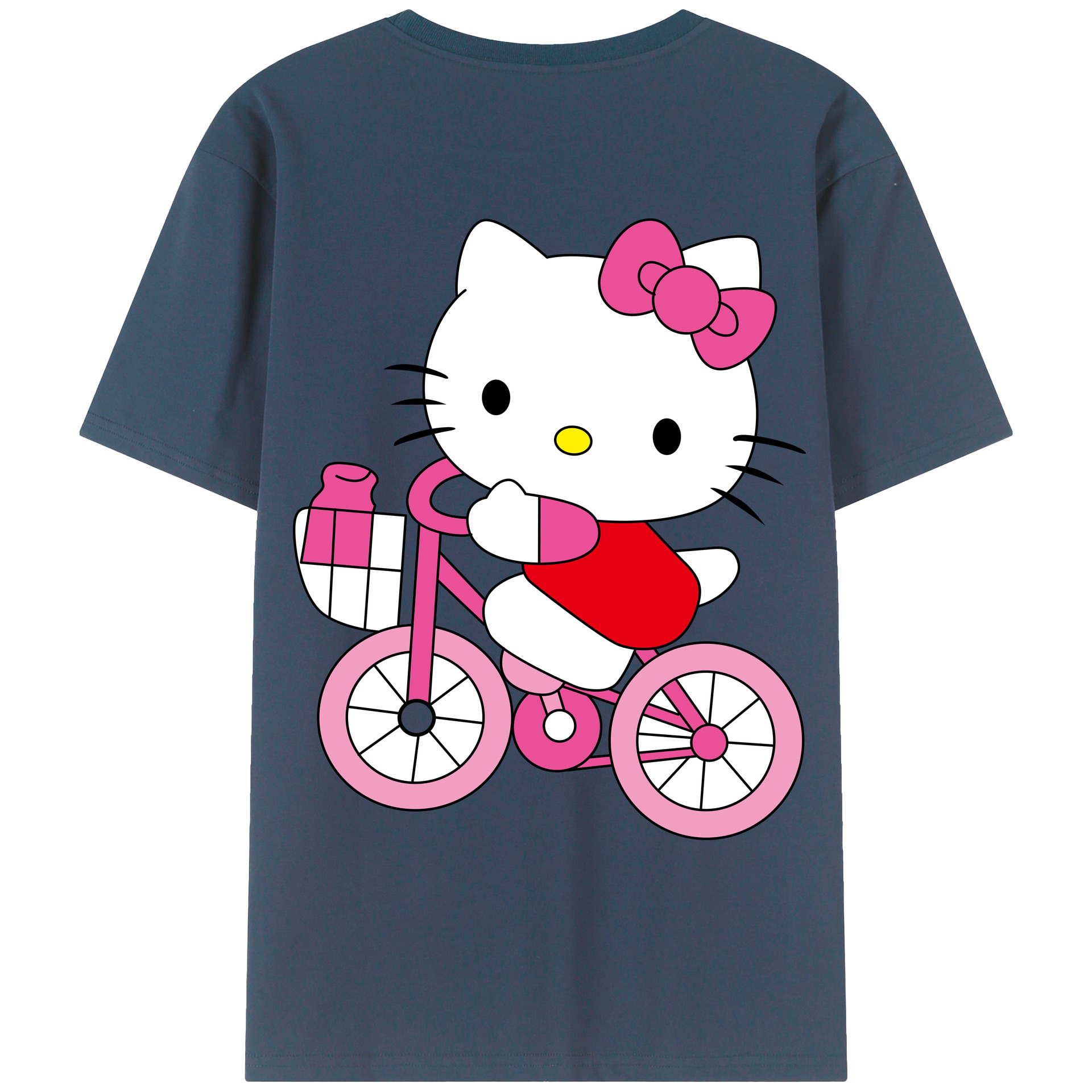（画像用） Hello Kitty ハローキティ 綿100％ メンズ半袖Tシャツ（バックプリント） 通気性