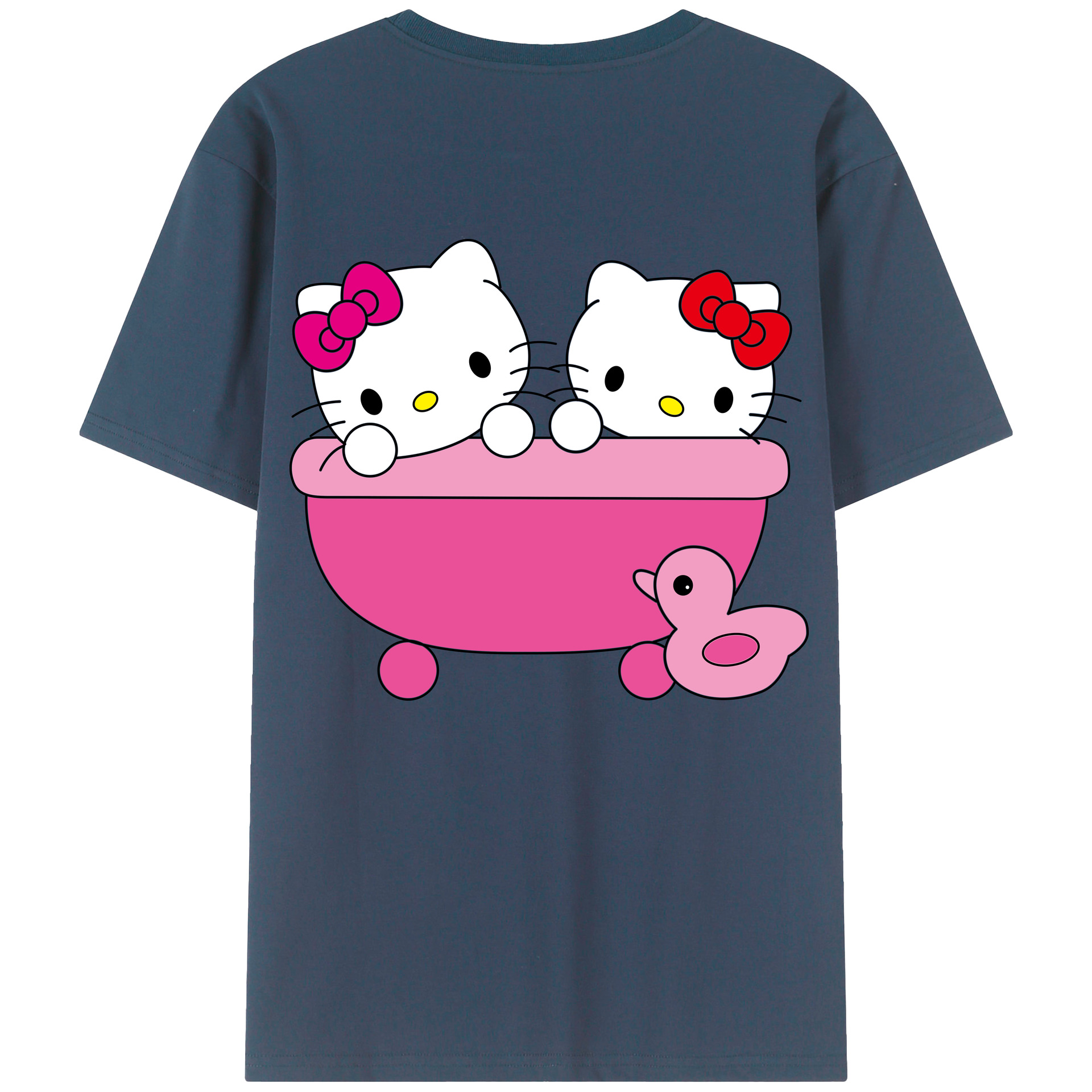 （画像用） Hello Kitty ハローキティ 綿100％ メンズ半袖Tシャツ（バックプリント） 通気性