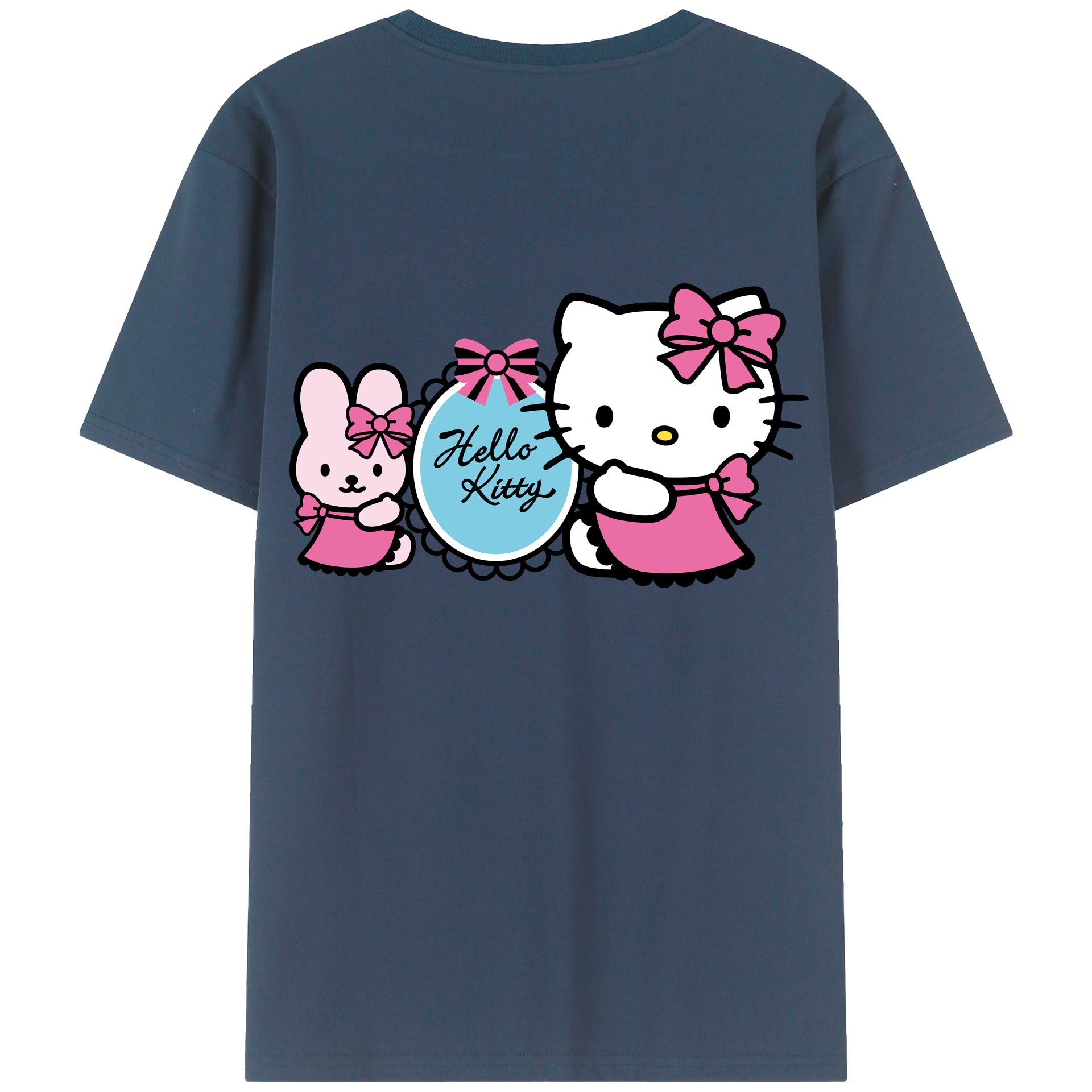 （画像用） Hello Kitty ハローキティ 綿100％ メンズ半袖Tシャツ（バックプリント） 通気性