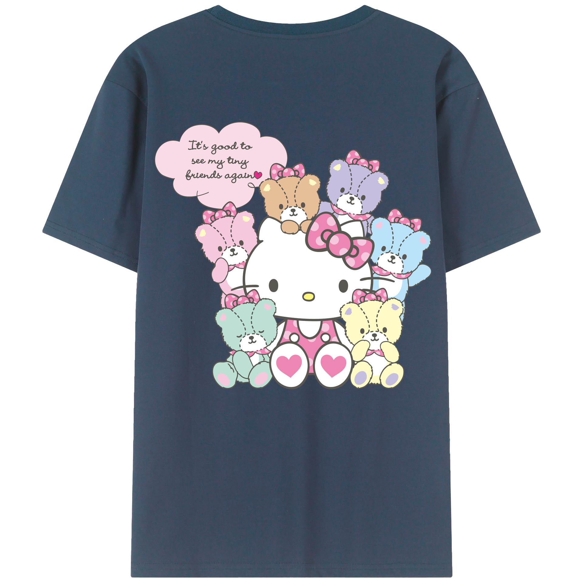 （画像用） Hello Kitty ハローキティ 綿100％ メンズ半袖Tシャツ（バックプリント） 通気性