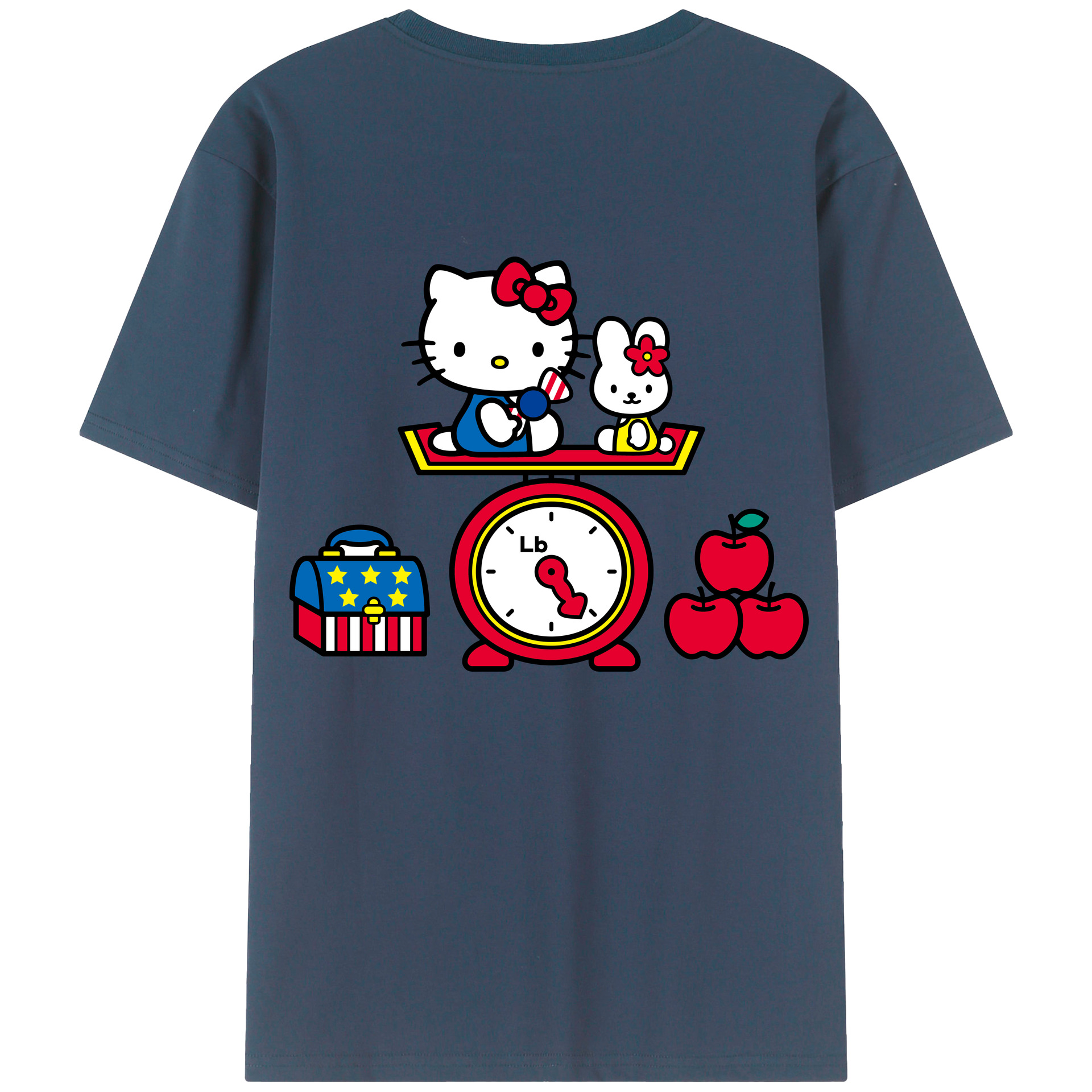 （画像用） Hello Kitty ハローキティ 綿100％ メンズ半袖Tシャツ（バックプリント） 通気性