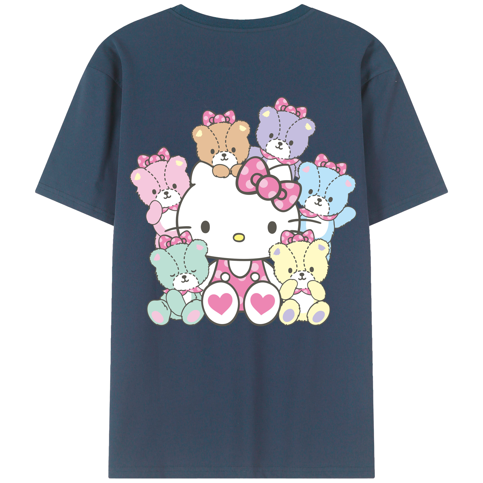 （画像用） Hello Kitty ハローキティ 綿100％ メンズ半袖Tシャツ（バックプリント） 通気性