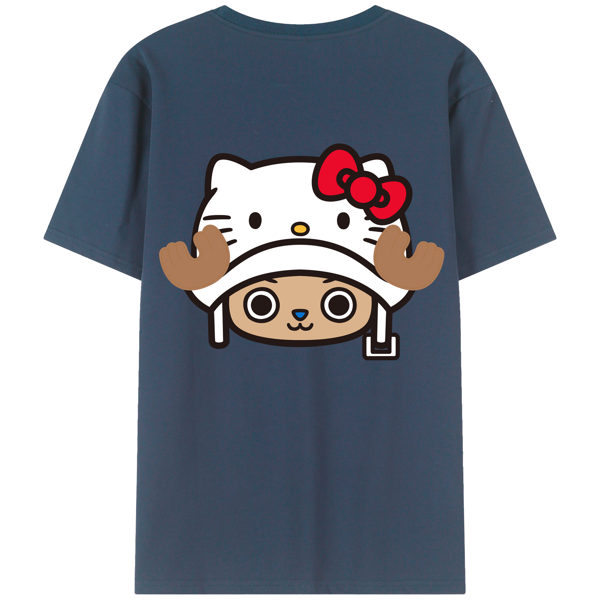 （画像用） Hello Kitty ハローキティ 綿100％ メンズ半袖Tシャツ（バックプリント） 通気性