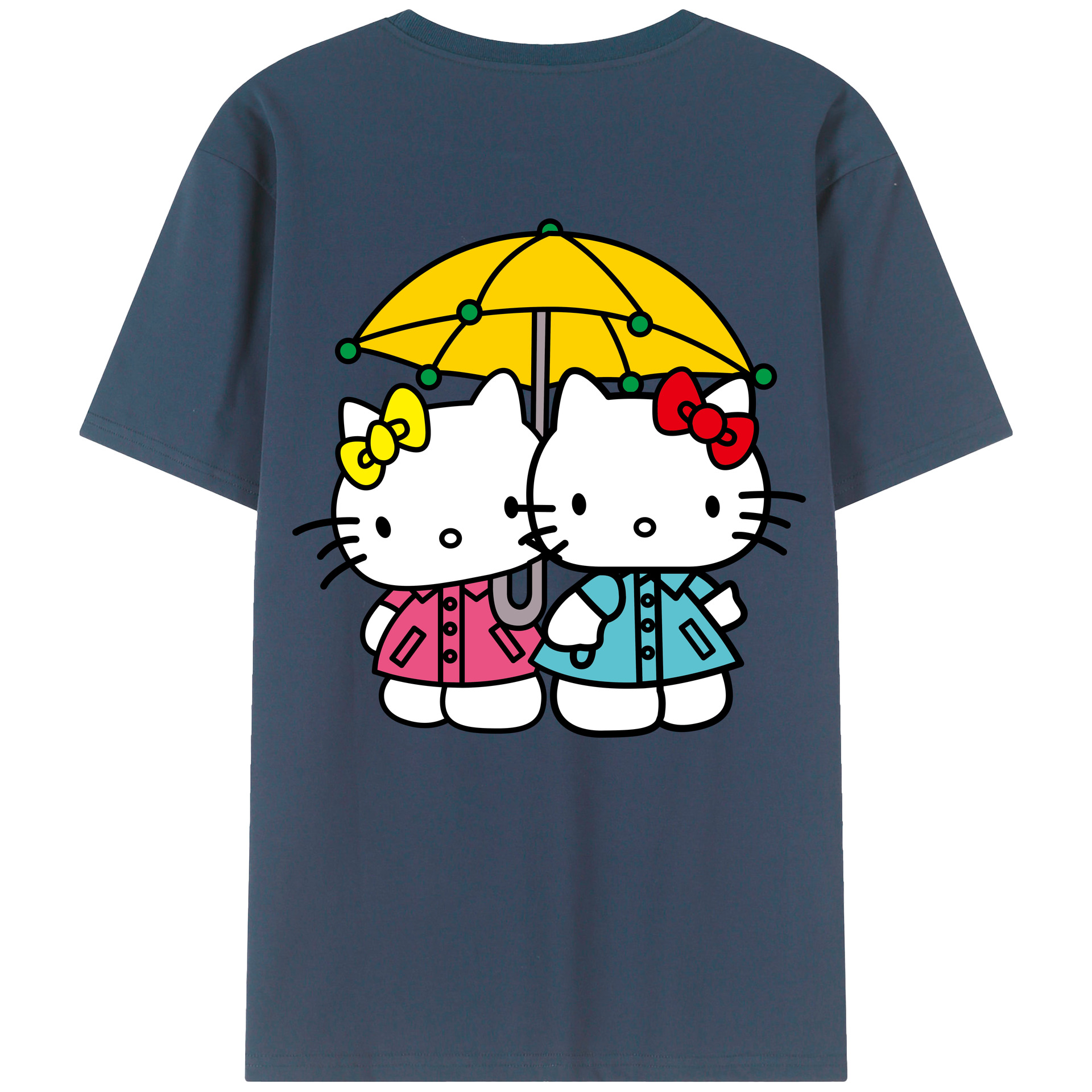 （画像用） Hello Kitty ハローキティ 綿100％ メンズ半袖Tシャツ（バックプリント） 通気性