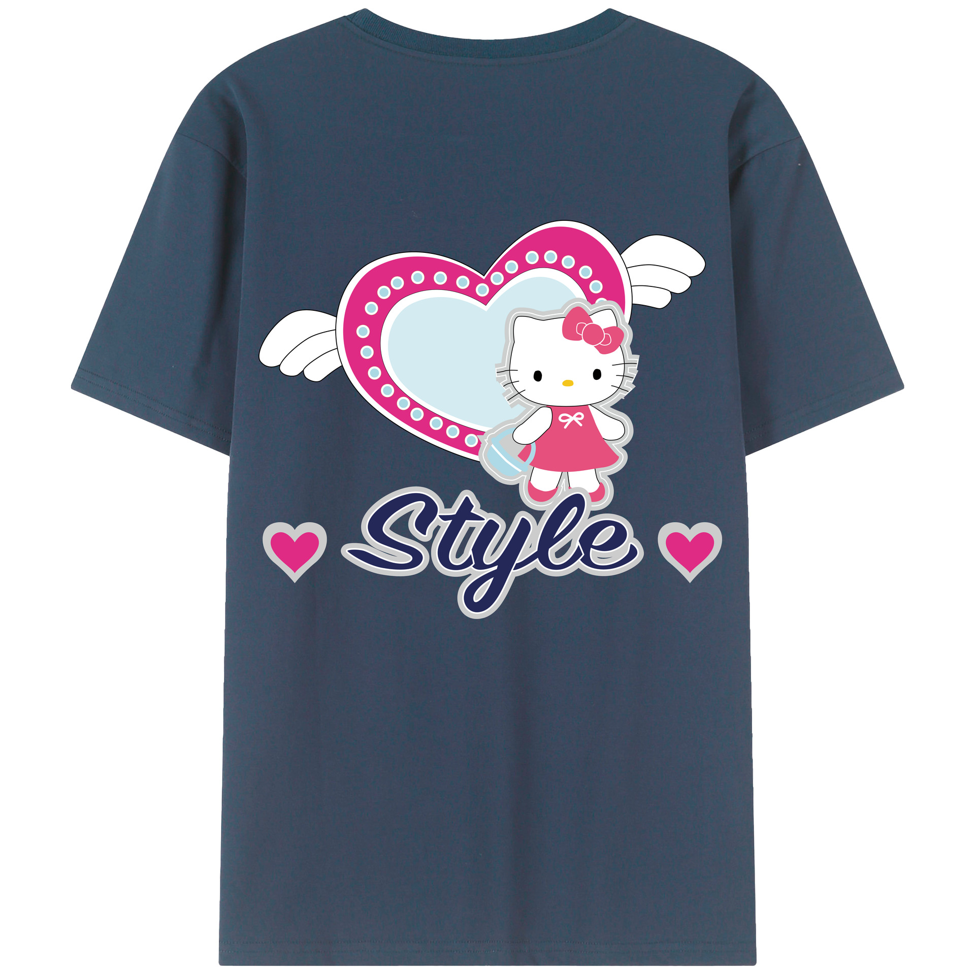 （画像用） Hello Kitty ハローキティ 綿100％ メンズ半袖Tシャツ（バックプリント） 通気性