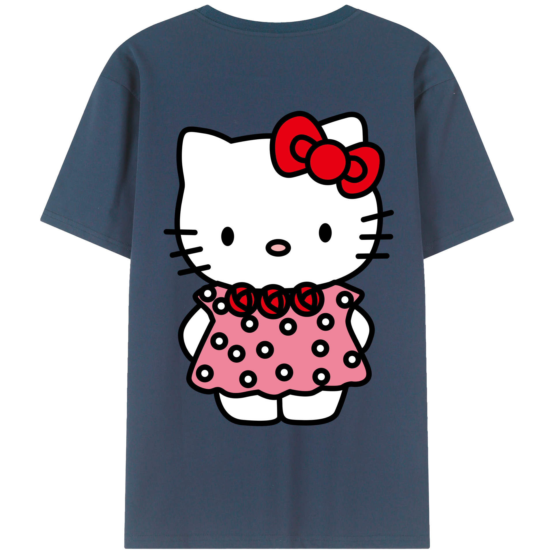 （画像用） Hello Kitty ハローキティ 綿100％ メンズ半袖Tシャツ（バックプリント） 通気性