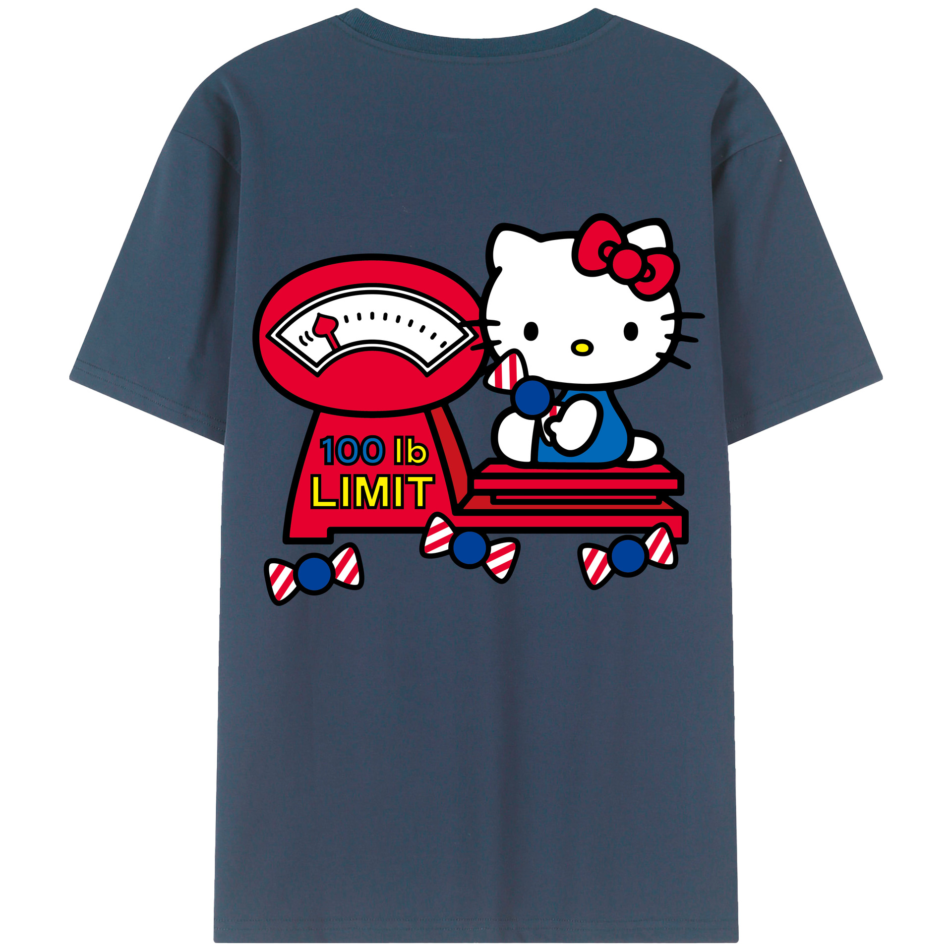 （画像用） Hello Kitty ハローキティ 綿100％ メンズ半袖Tシャツ（バックプリント） 通気性