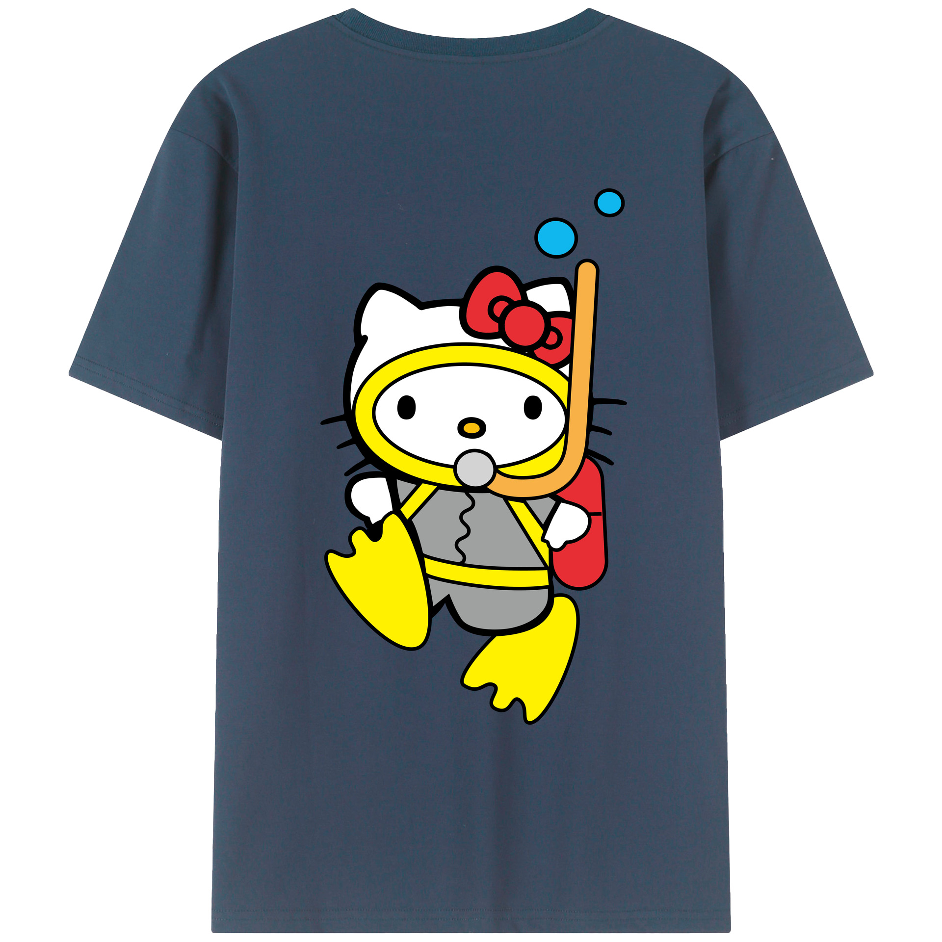 （画像用） Hello Kitty ハローキティ 綿100％ メンズ半袖Tシャツ（バックプリント） 通気性