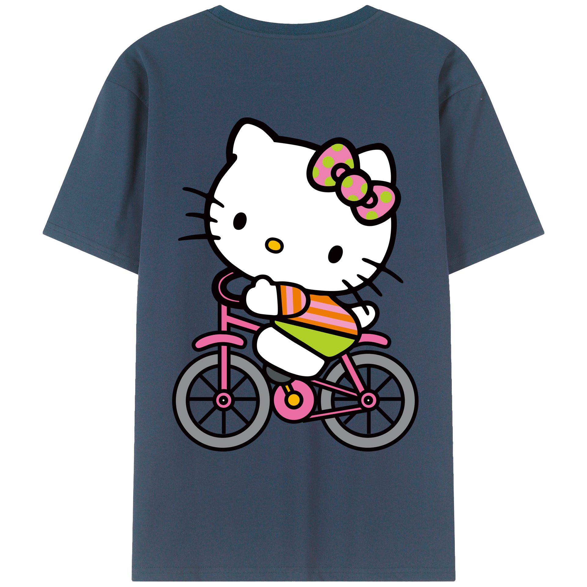 （画像用） Hello Kitty ハローキティ 綿100％ メンズ半袖Tシャツ（バックプリント） 通気性