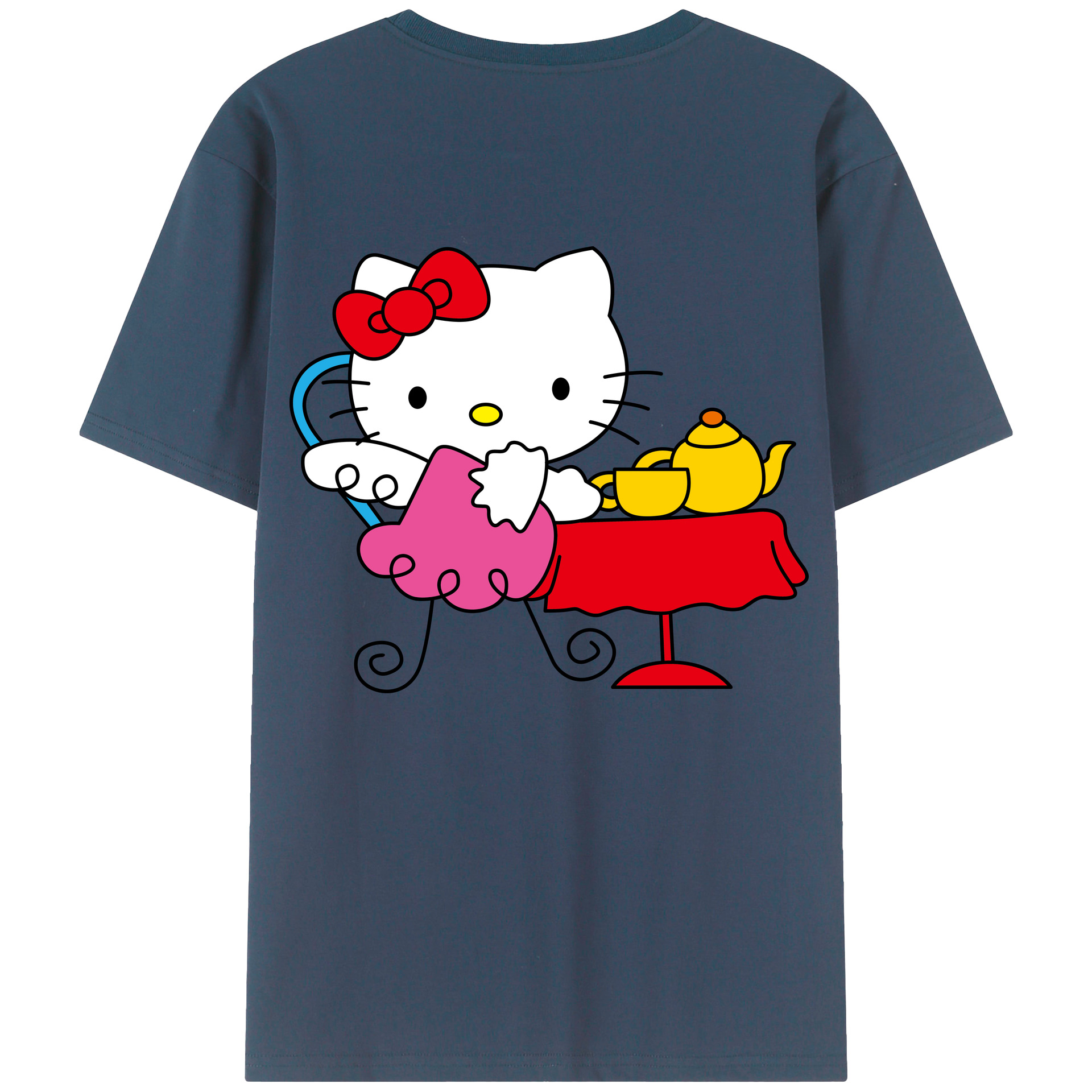 （画像用） Hello Kitty ハローキティ 綿100％ メンズ半袖Tシャツ（バックプリント） 通気性