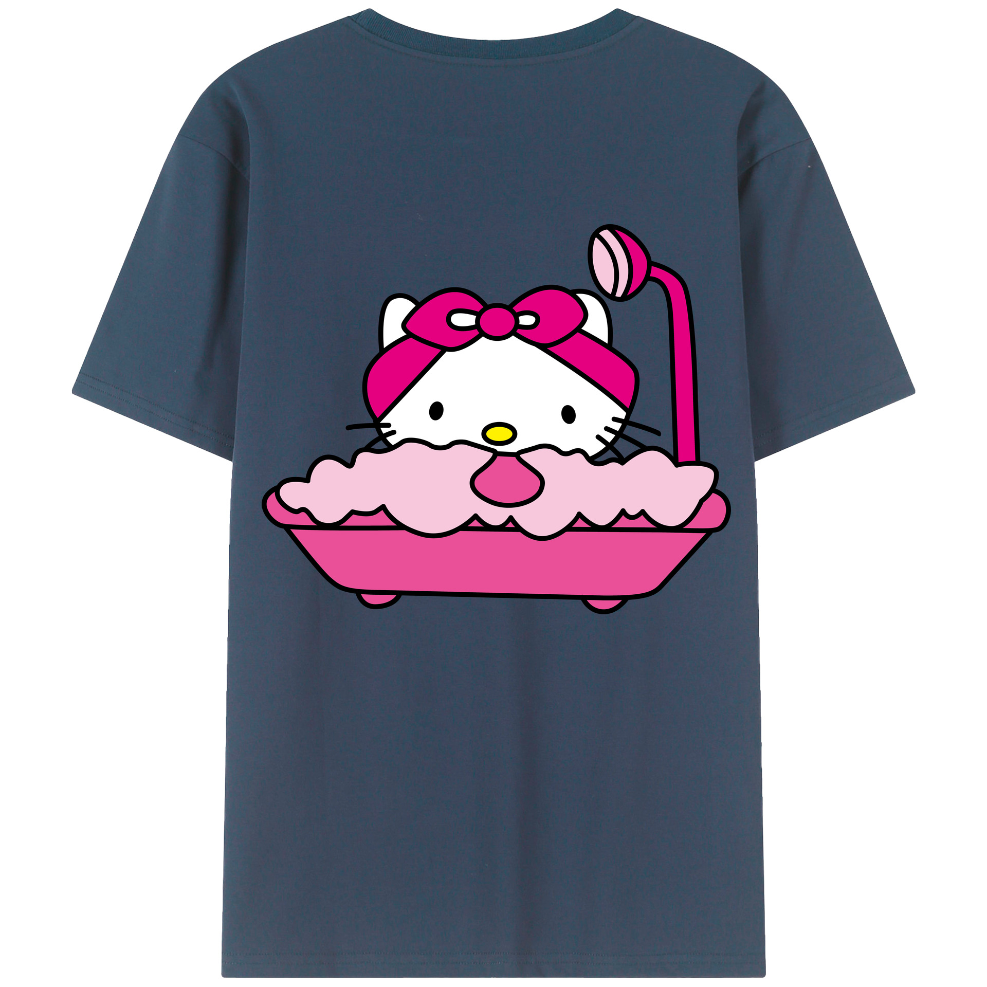 （画像用） Hello Kitty ハローキティ 綿100％ メンズ半袖Tシャツ（バックプリント） 通気性
