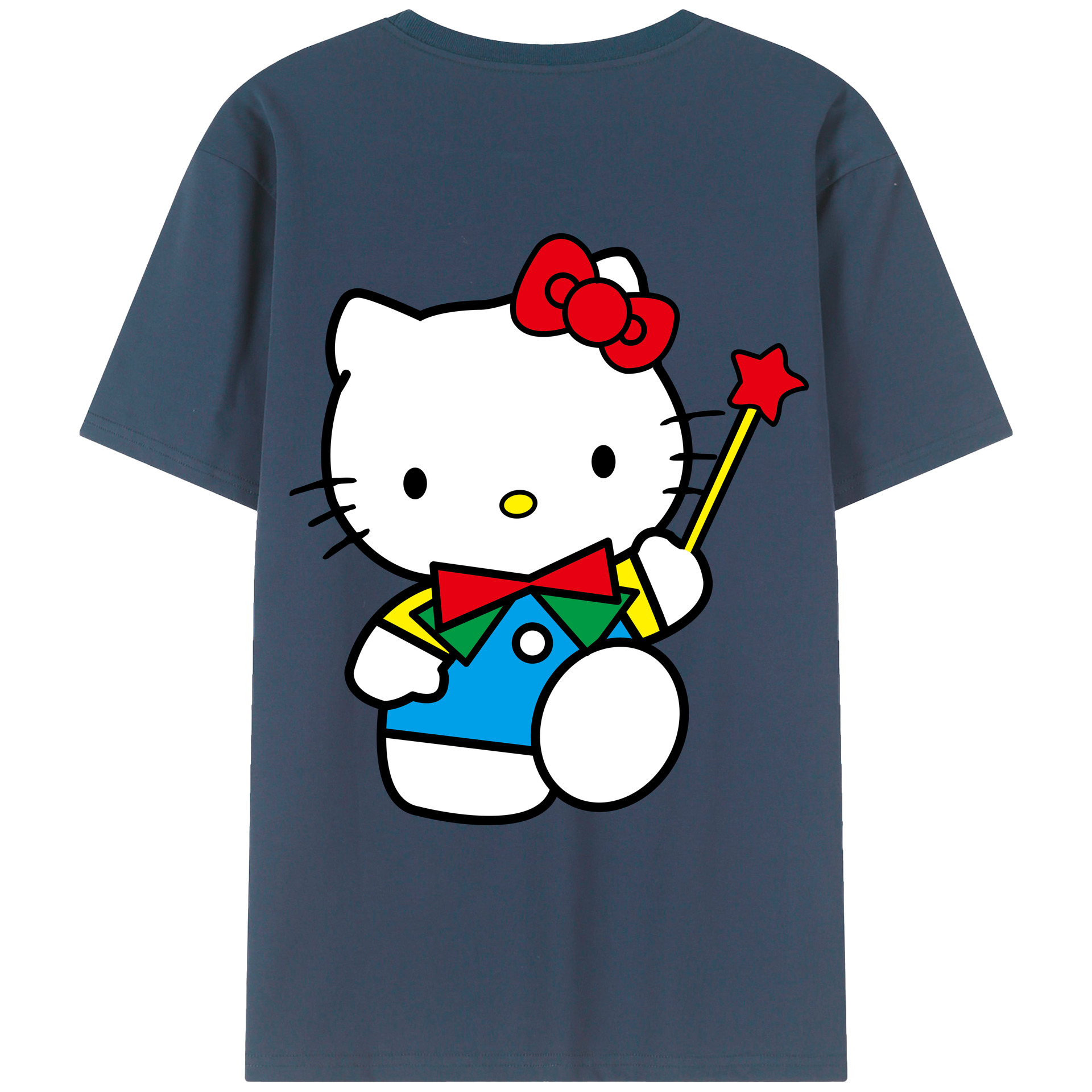 （画像用） Hello Kitty ハローキティ 綿100％ メンズ半袖Tシャツ（バックプリント） 通気性