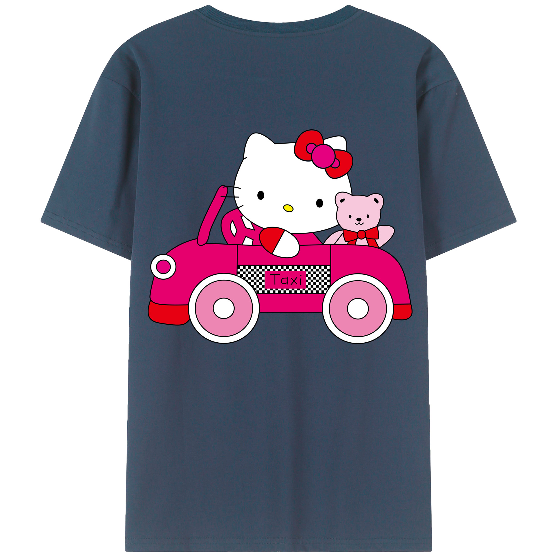 （画像用） Hello Kitty ハローキティ 綿100％ メンズ半袖Tシャツ（バックプリント） 通気性
