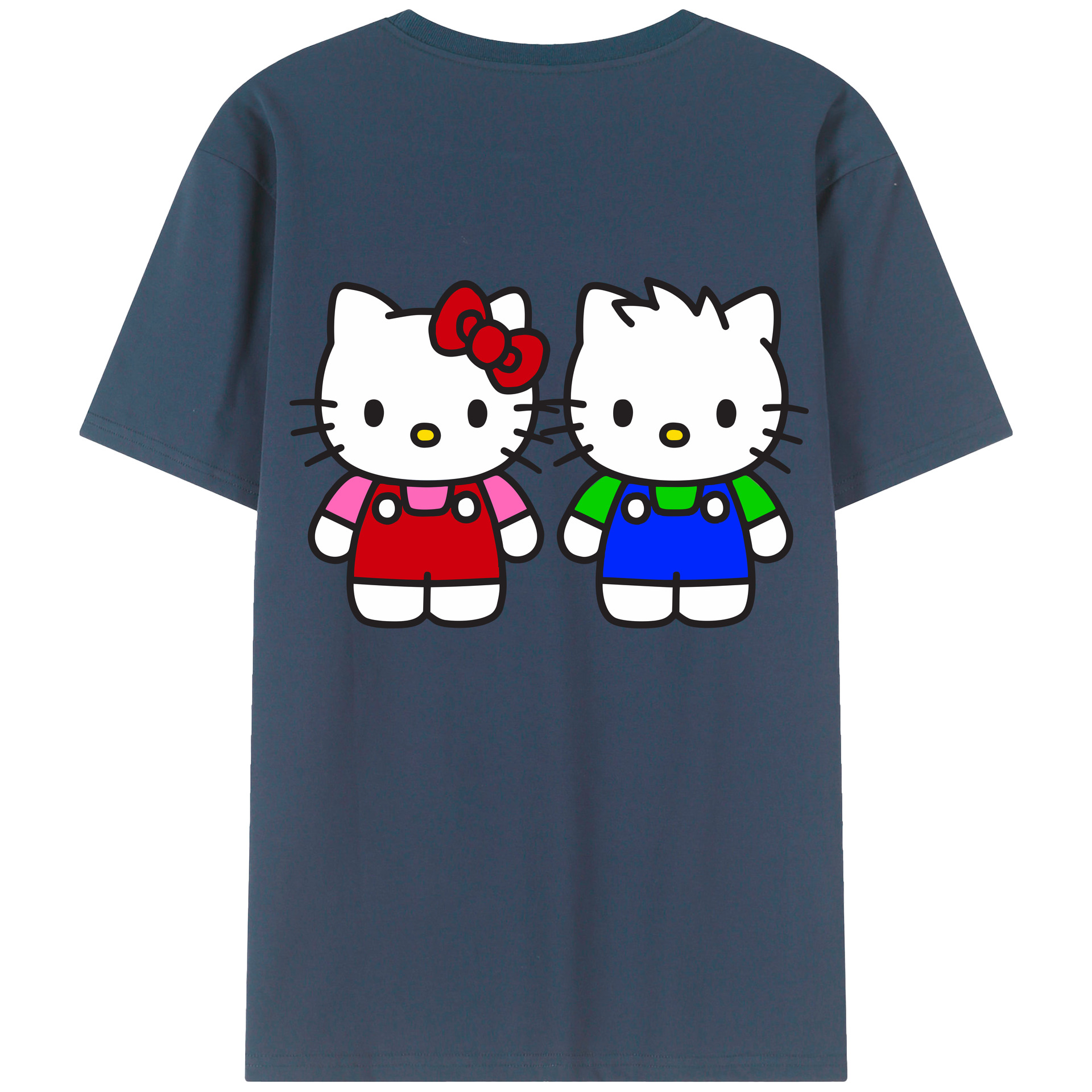 （画像用） Hello Kitty ハローキティ 綿100％ メンズ半袖Tシャツ（バックプリント） 通気性