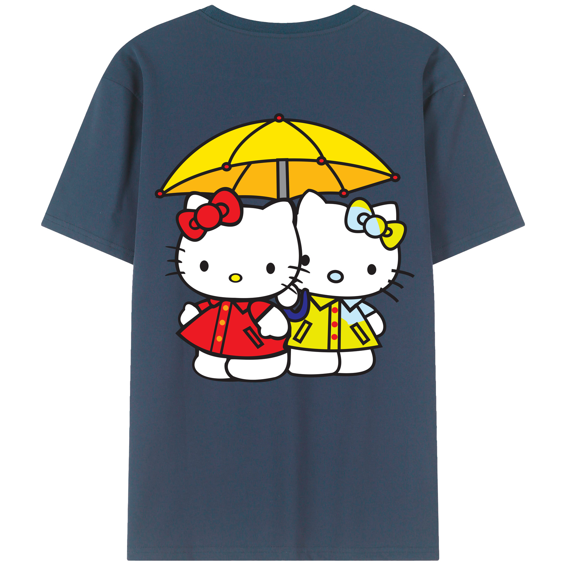（画像用） Hello Kitty ハローキティ 綿100％ メンズ半袖Tシャツ（バックプリント） 通気性