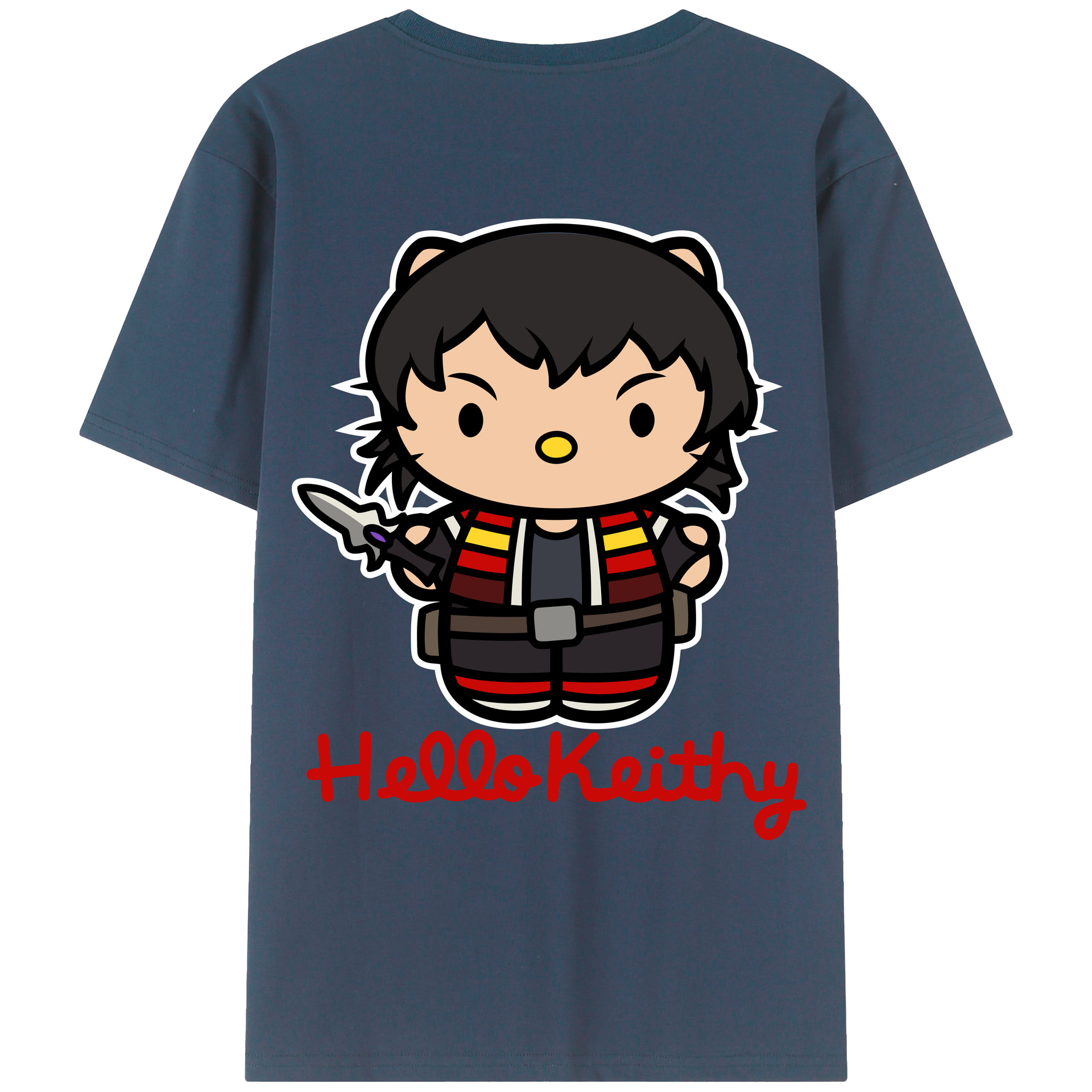 （画像用） Hello Kitty ハローキティ 綿100％ メンズ半袖Tシャツ（バックプリント） 通気性