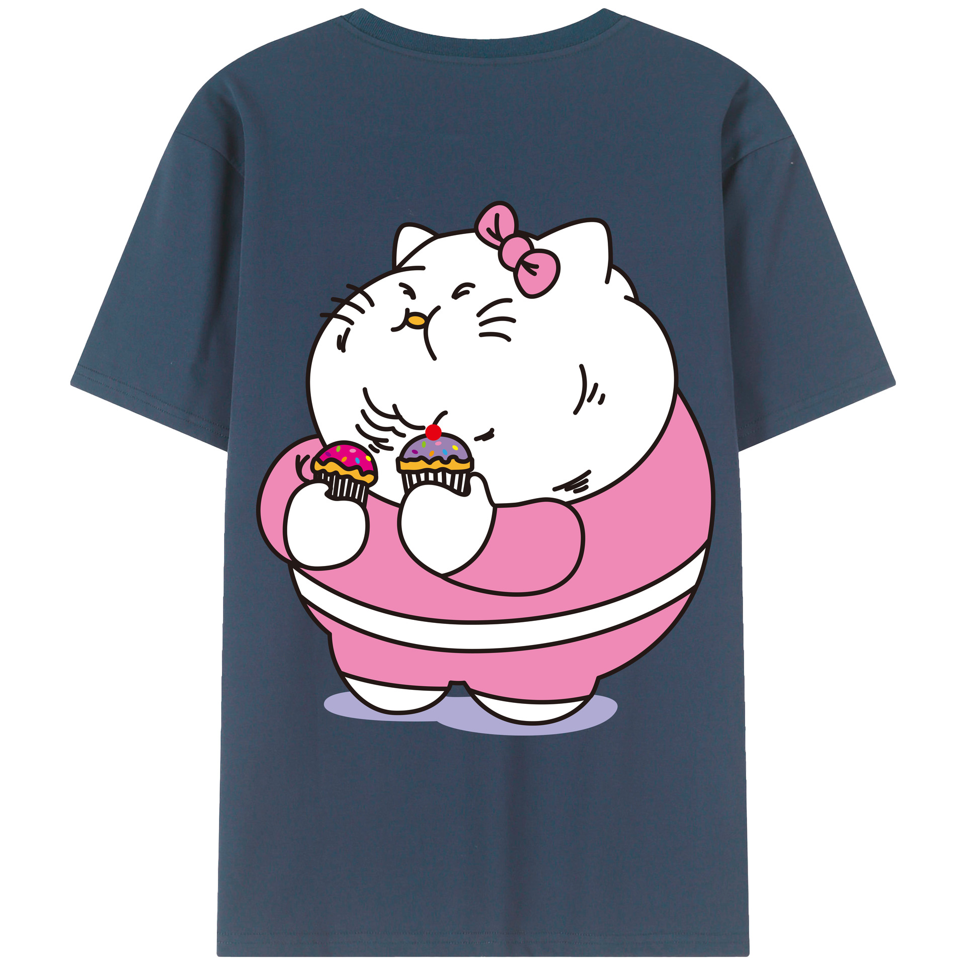 （画像用） Hello Kitty ハローキティ 綿100％ メンズ半袖Tシャツ（バックプリント） 通気性