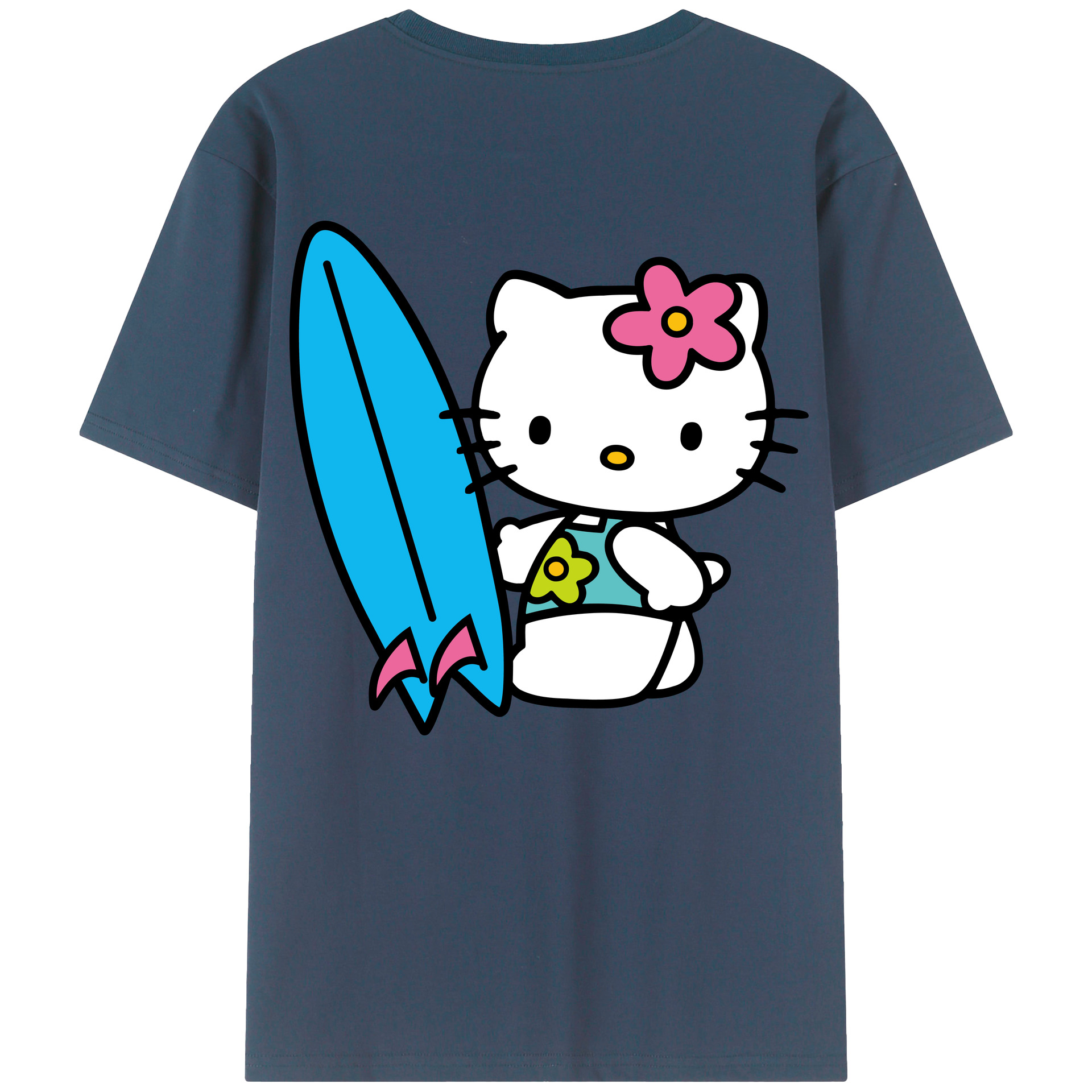 （画像用） Hello Kitty ハローキティ 綿100％ メンズ半袖Tシャツ（バックプリント） 通気性