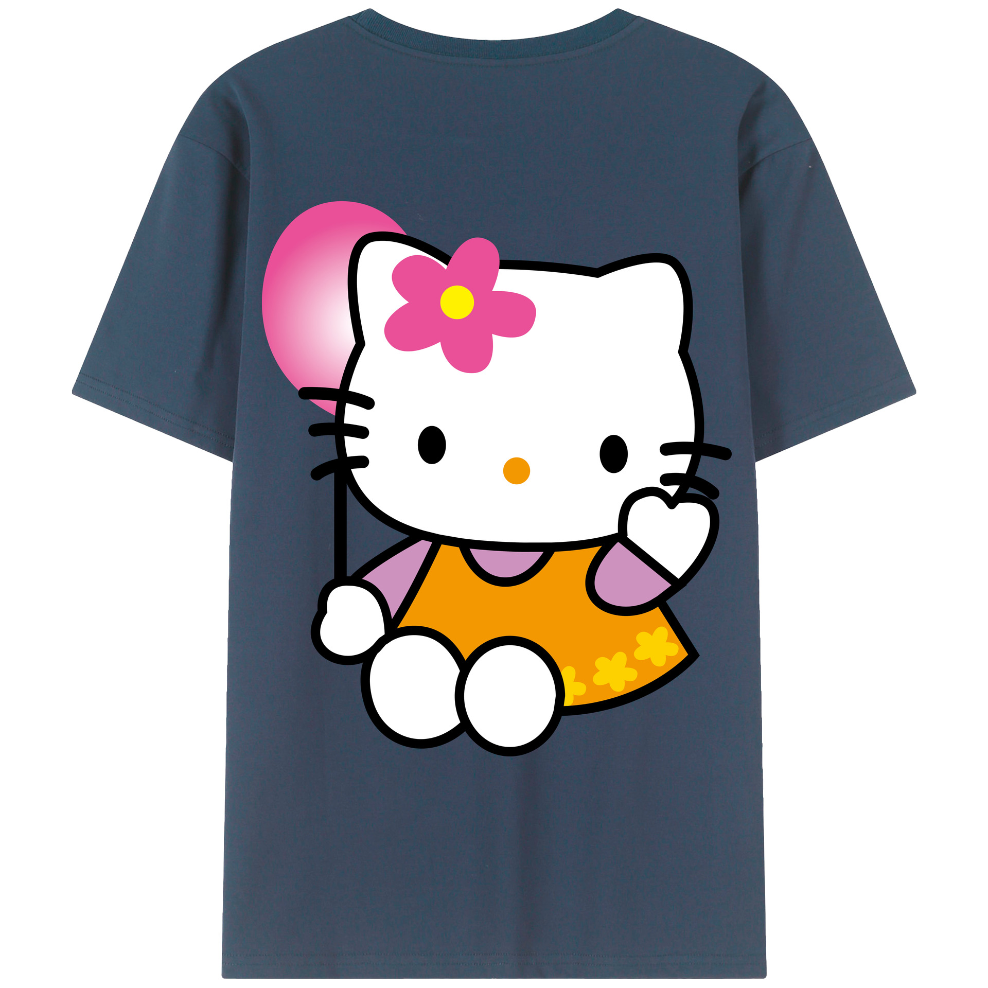 （画像用） Hello Kitty ハローキティ 綿100％ メンズ半袖Tシャツ（バックプリント） 通気性