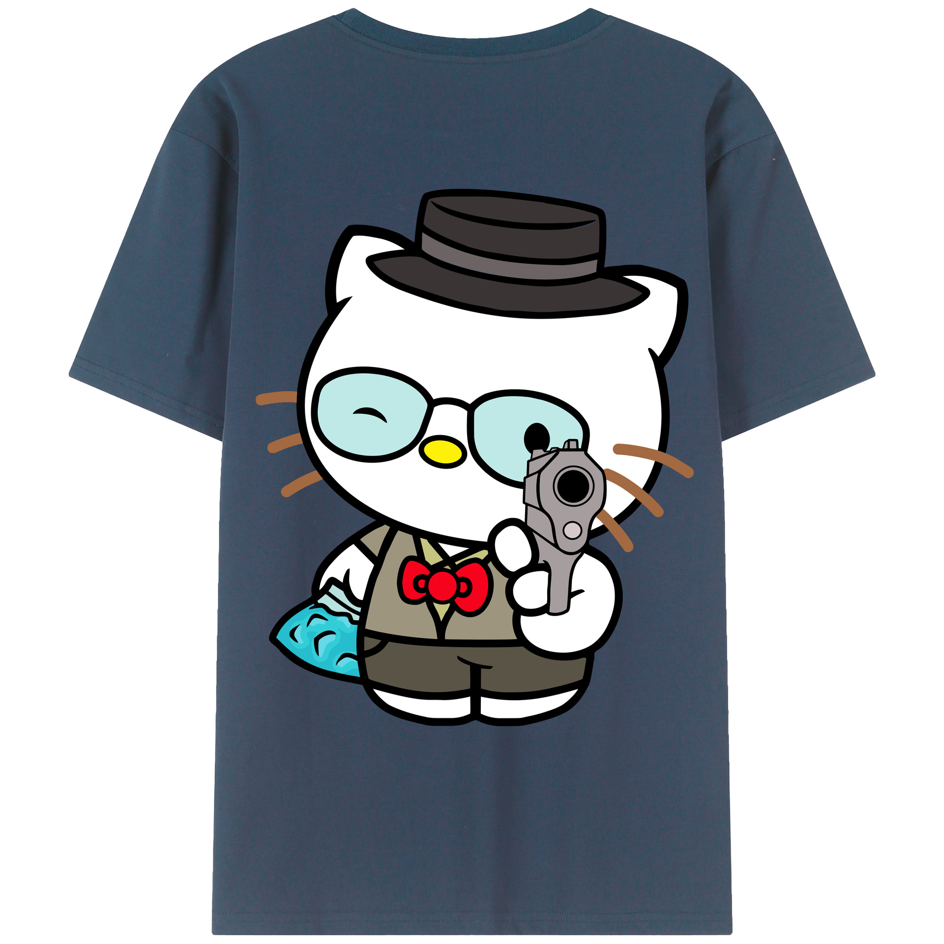 （画像用） Hello Kitty ハローキティ 綿100％ メンズ半袖Tシャツ（バックプリント） 通気性