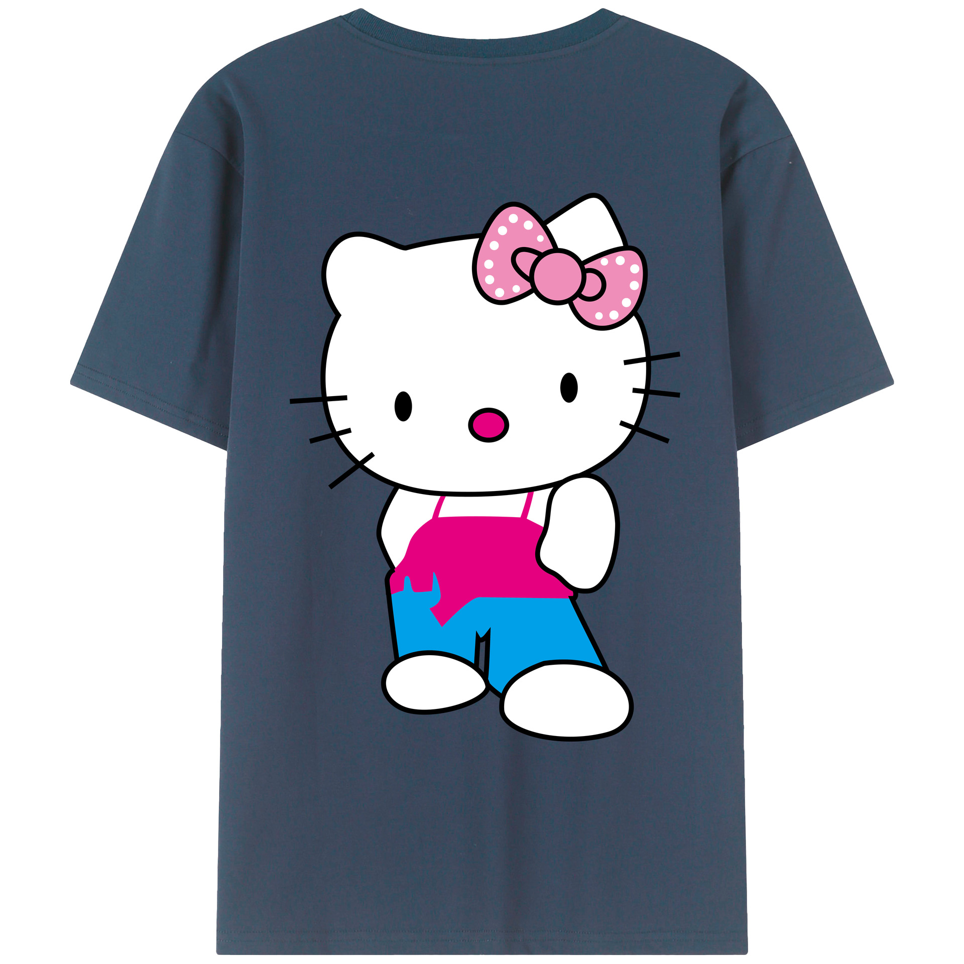 （画像用） Hello Kitty ハローキティ 綿100％ メンズ半袖Tシャツ（バックプリント） 通気性