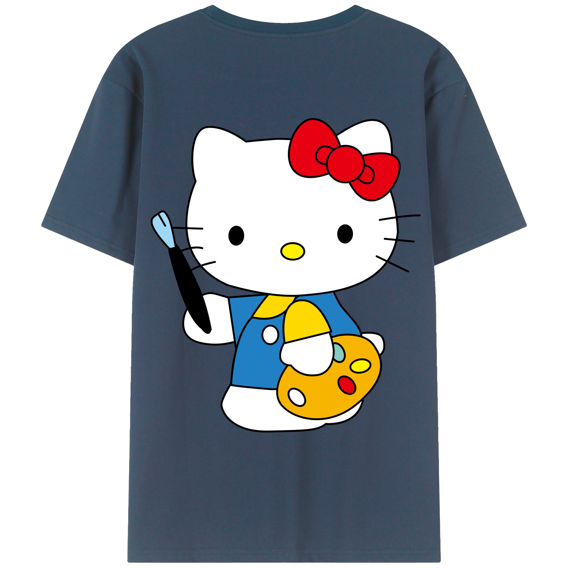 （画像用） Hello Kitty ハローキティ 綿100％ メンズ半袖Tシャツ（バックプリント） 通気性